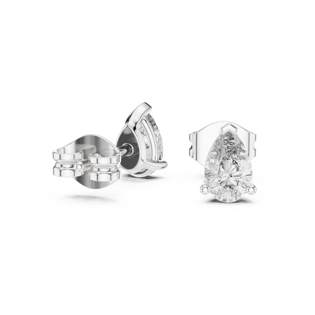 Elegant Pear Solitaire Diamond Stud Earrings