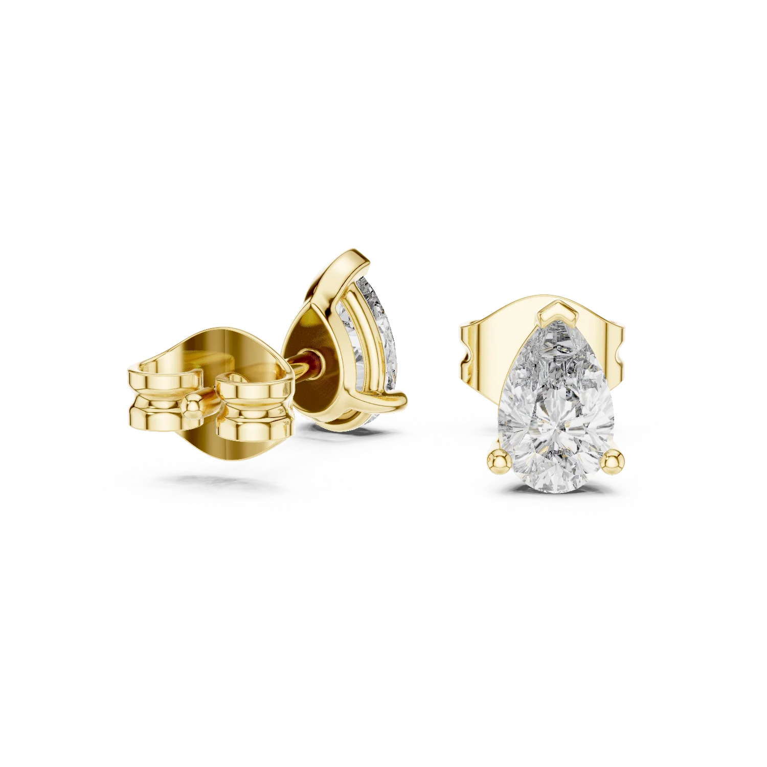 Elegant Pear Solitaire Diamond Stud Earrings
