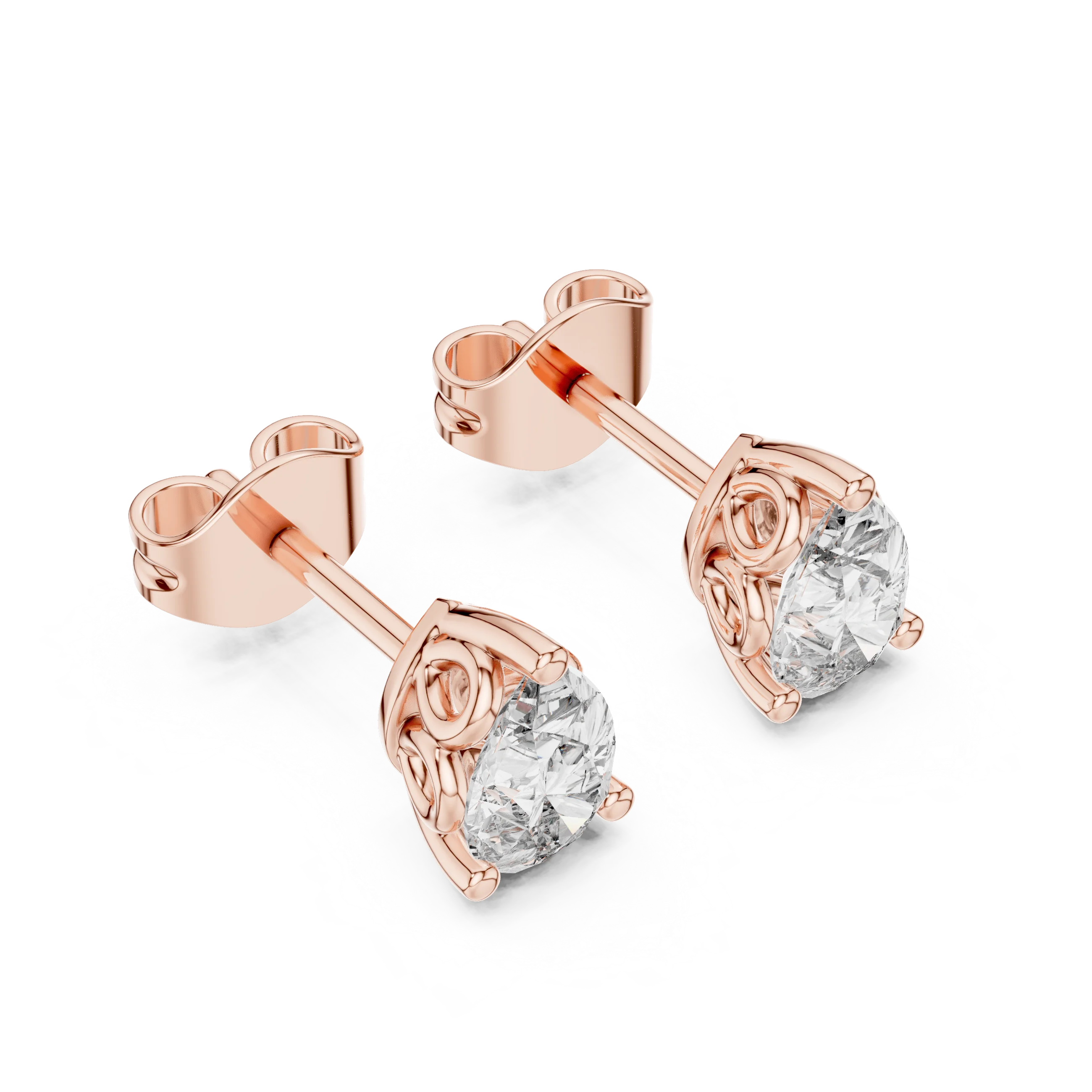 Pear Solitaire Diamond Stud Earrings