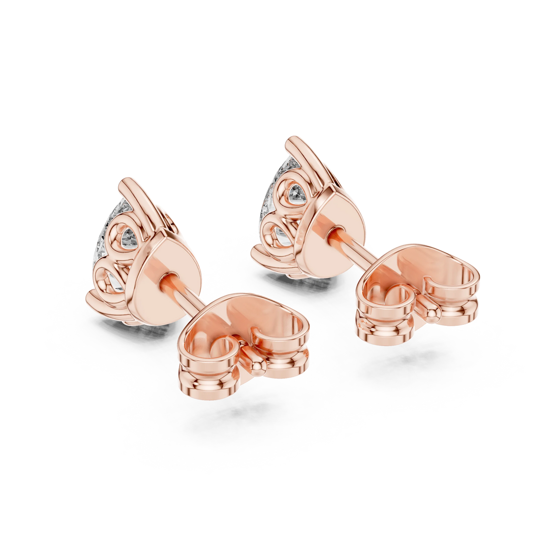 Pear Solitaire Diamond Stud Earrings