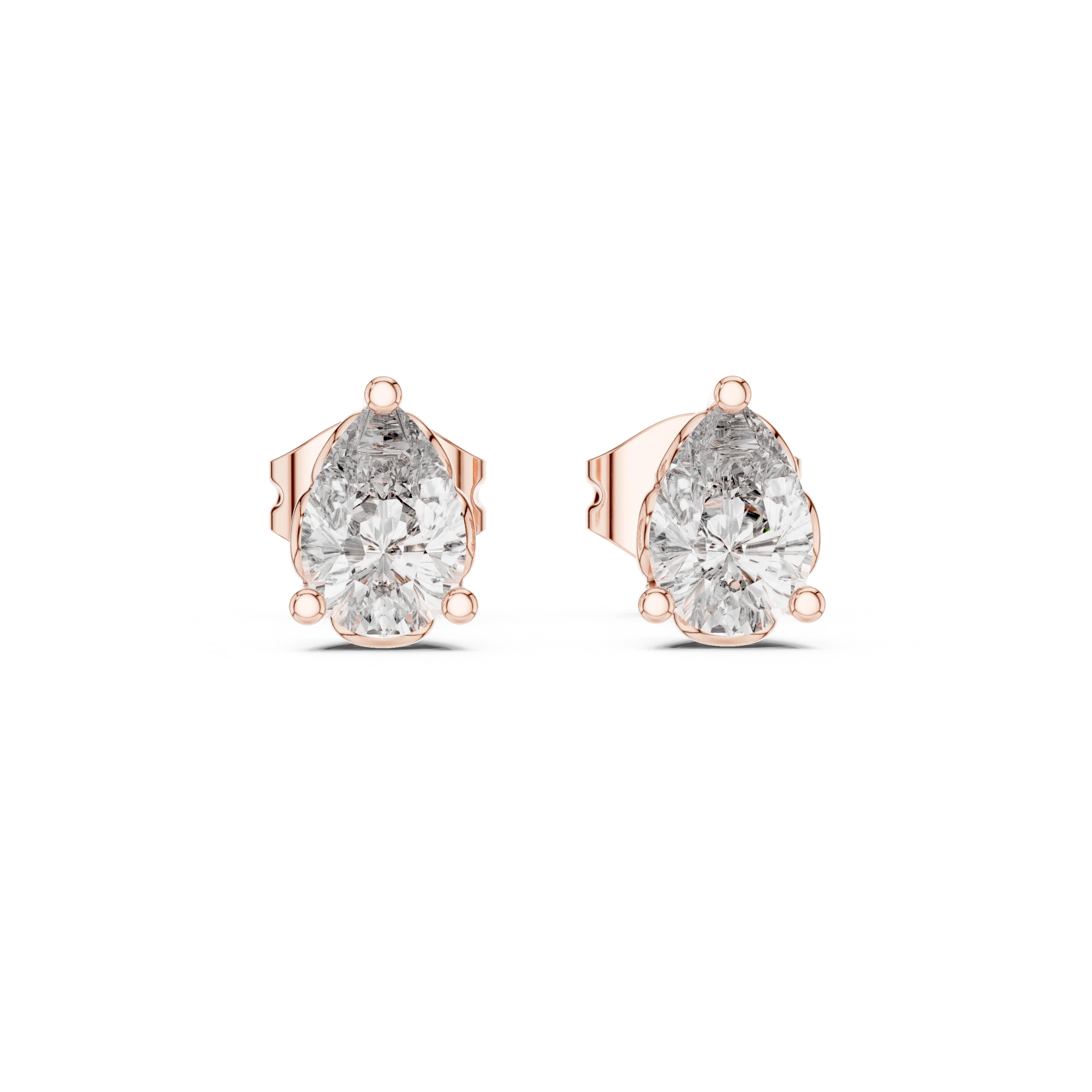 Pear Solitaire Diamond Stud Earrings