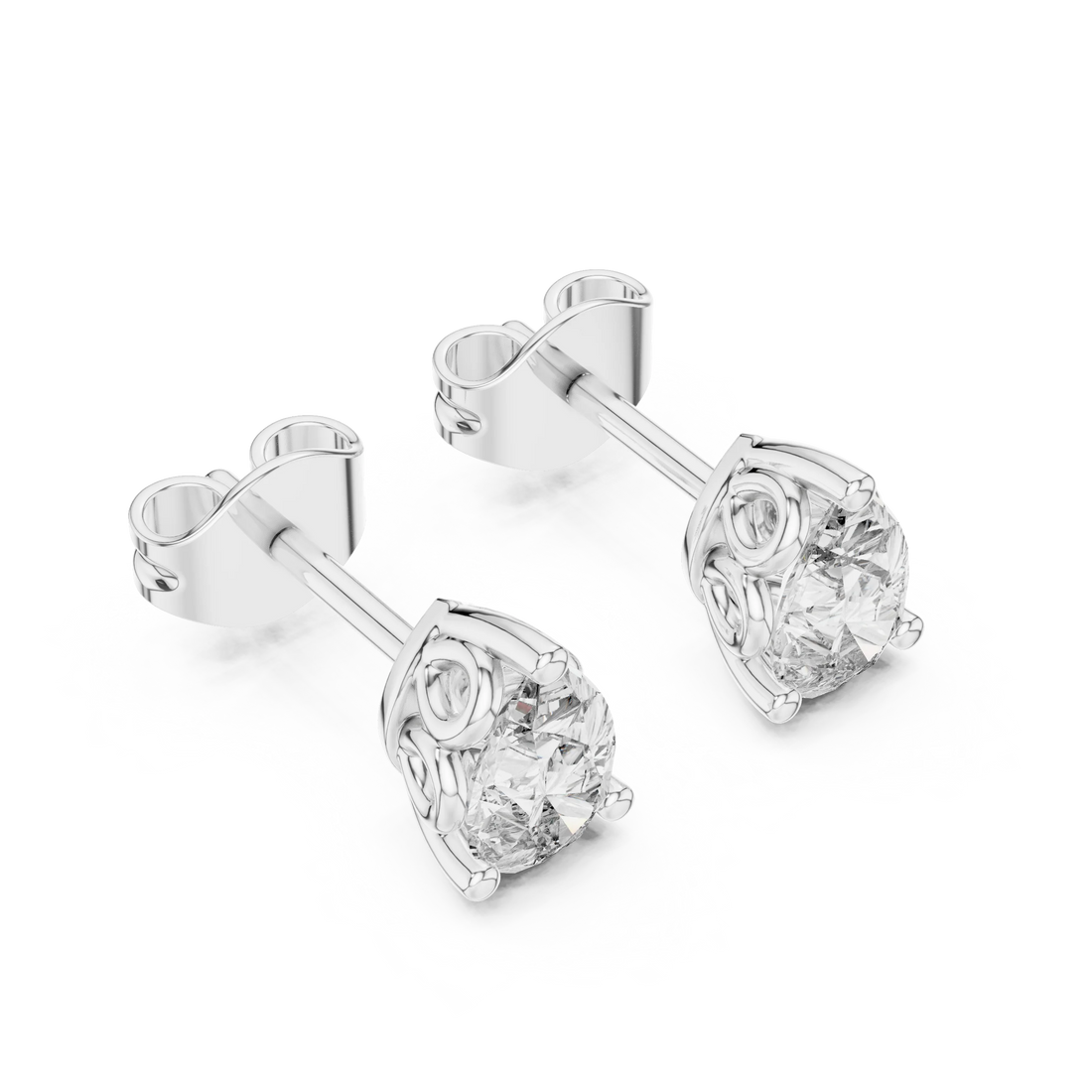 Pear Solitaire Diamond Stud Earrings