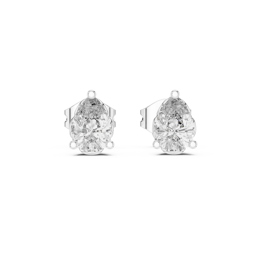 Pear Solitaire Diamond Stud Earrings