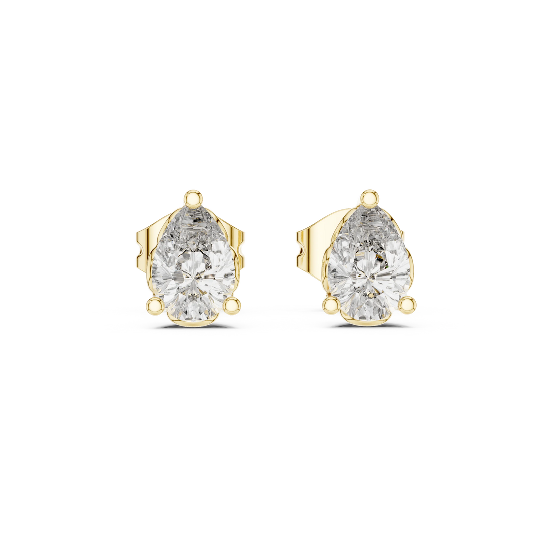 Pear Solitaire Diamond Stud Earrings