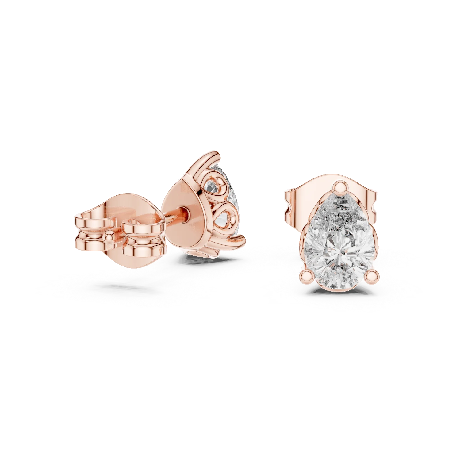 Pear Solitaire Diamond Stud Earrings