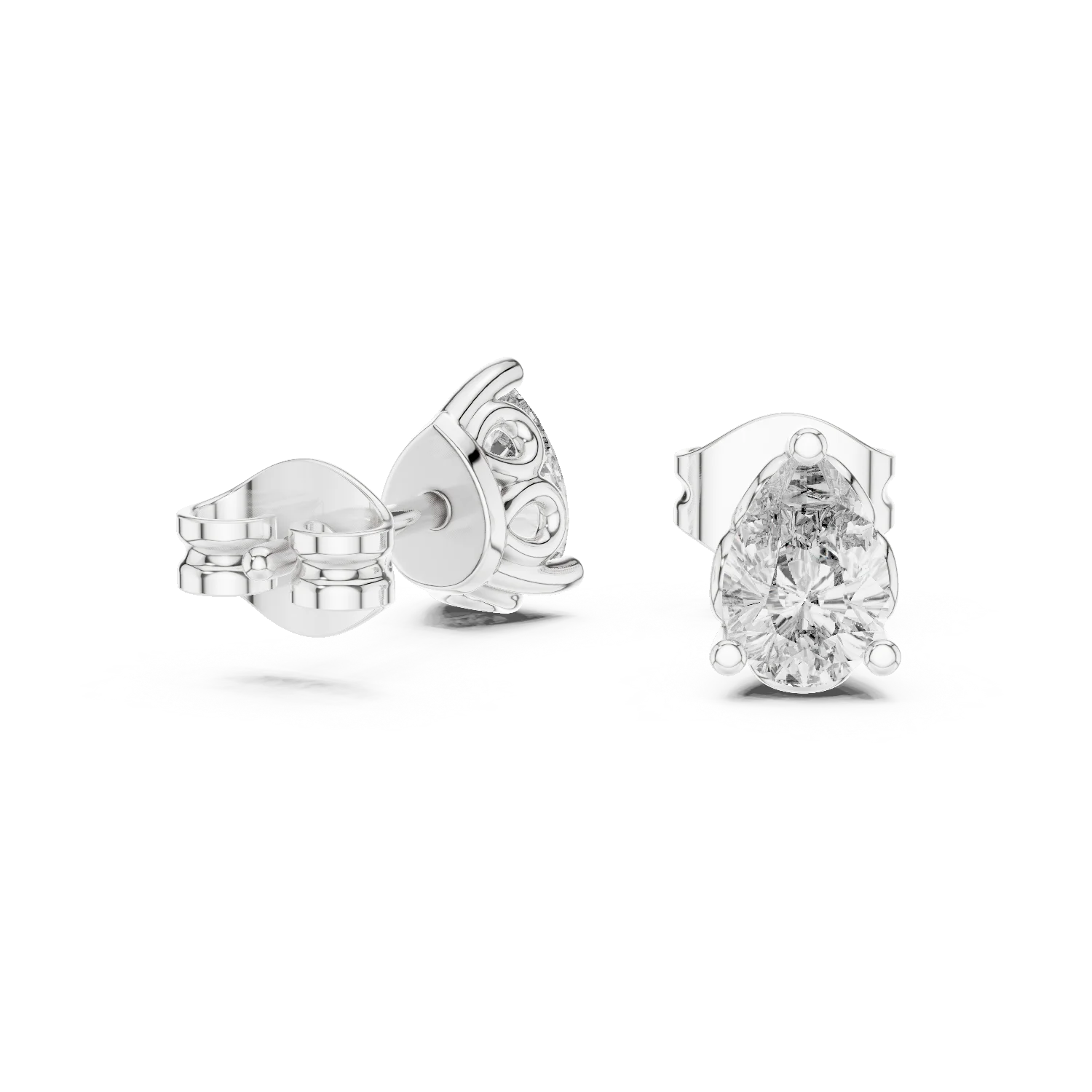 Pear Solitaire Diamond Stud Earrings