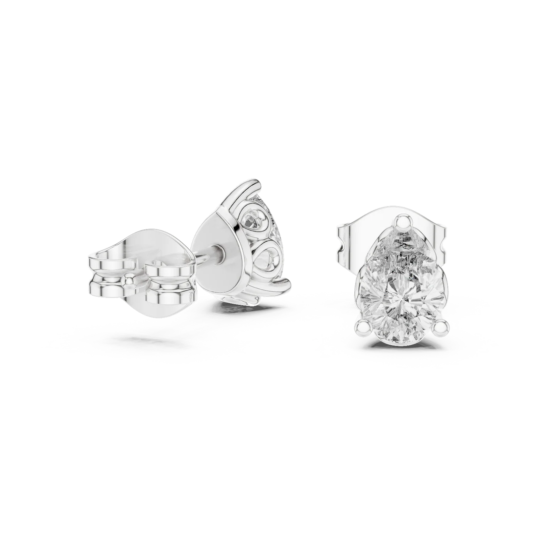 Pear Solitaire Diamond Stud Earrings