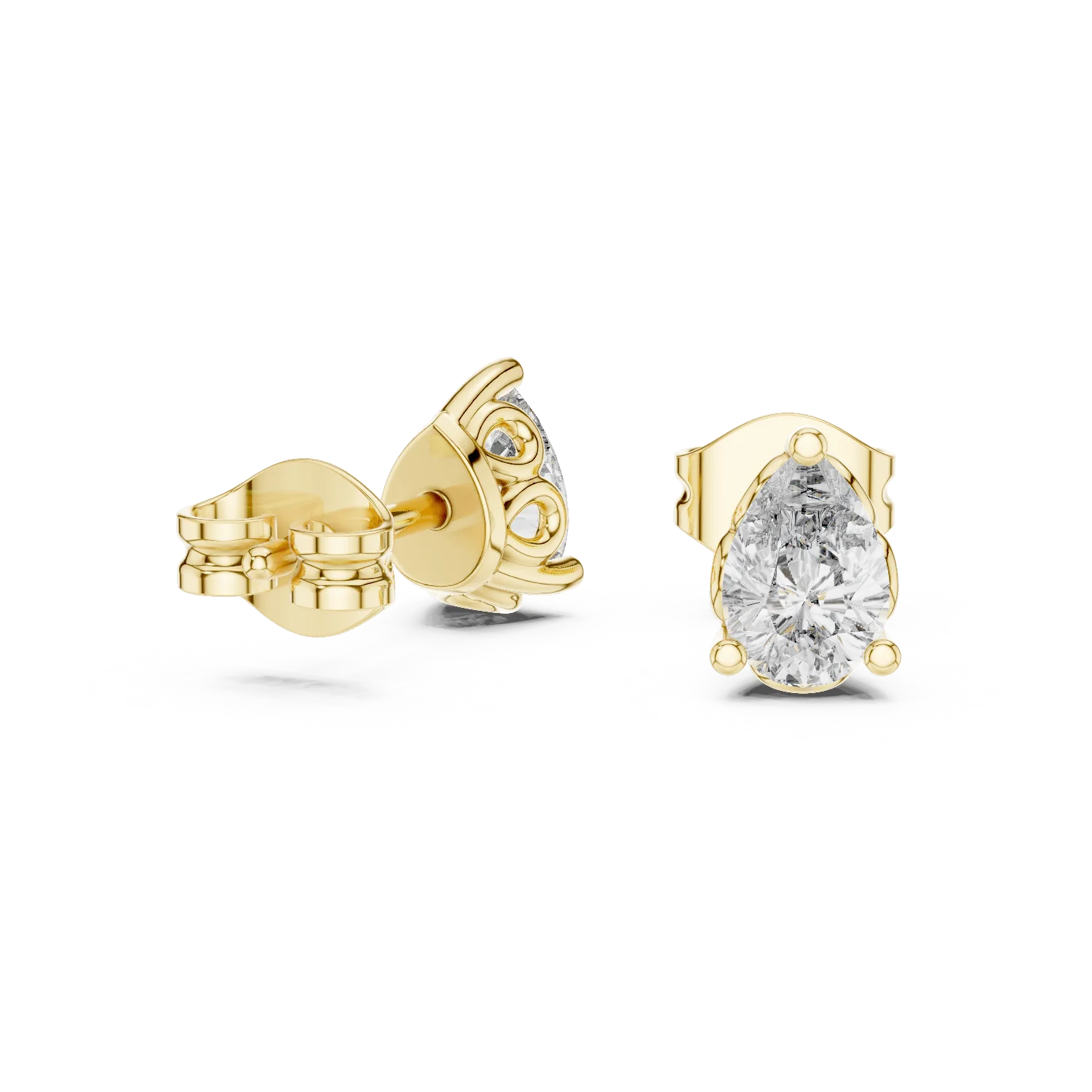 Pear Solitaire Diamond Stud Earrings