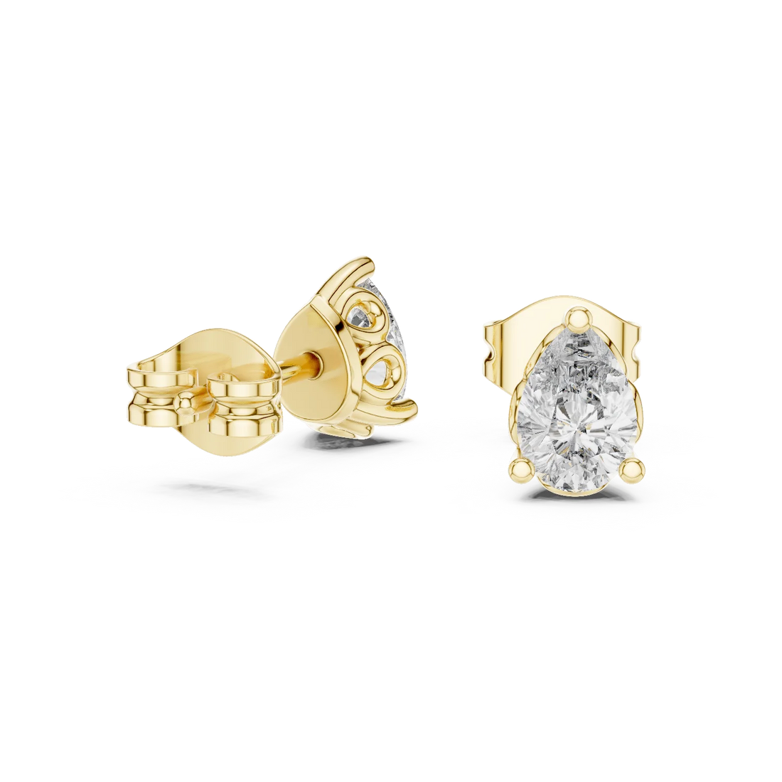 Pear Solitaire Diamond Stud Earrings