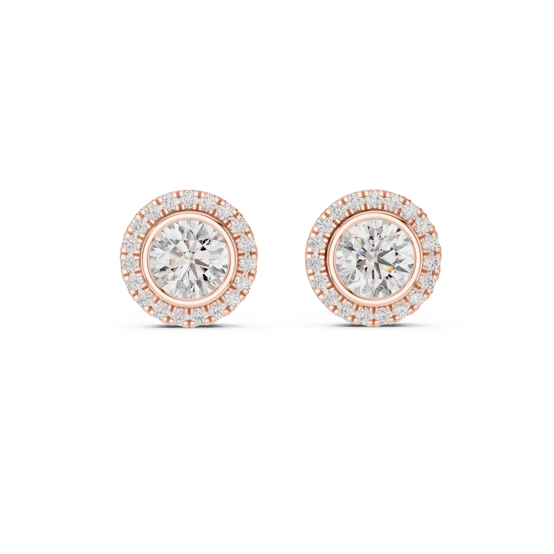 Brilliant Round Halo Diamond Stud Earrings