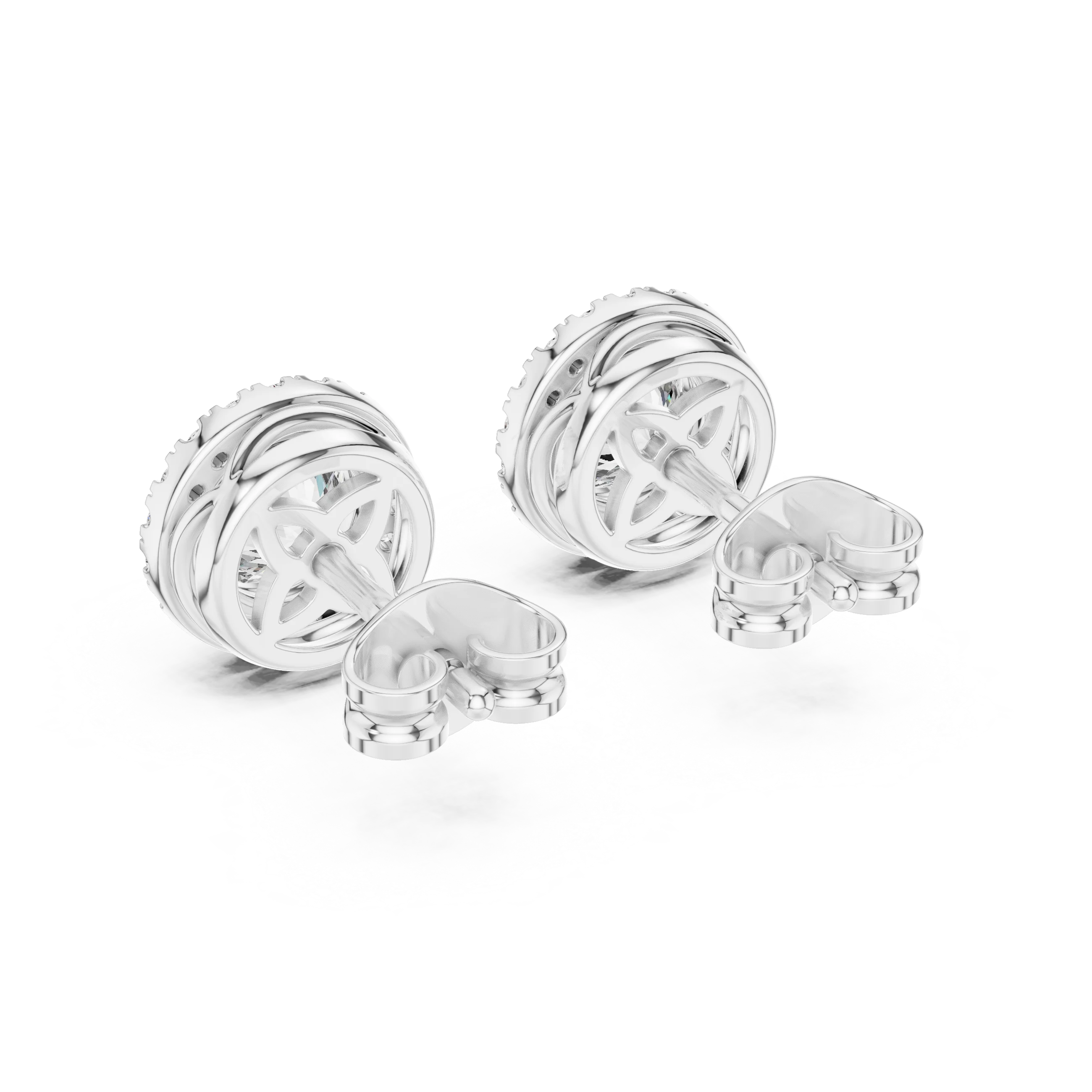 Brilliant Round Halo Diamond Stud Earrings