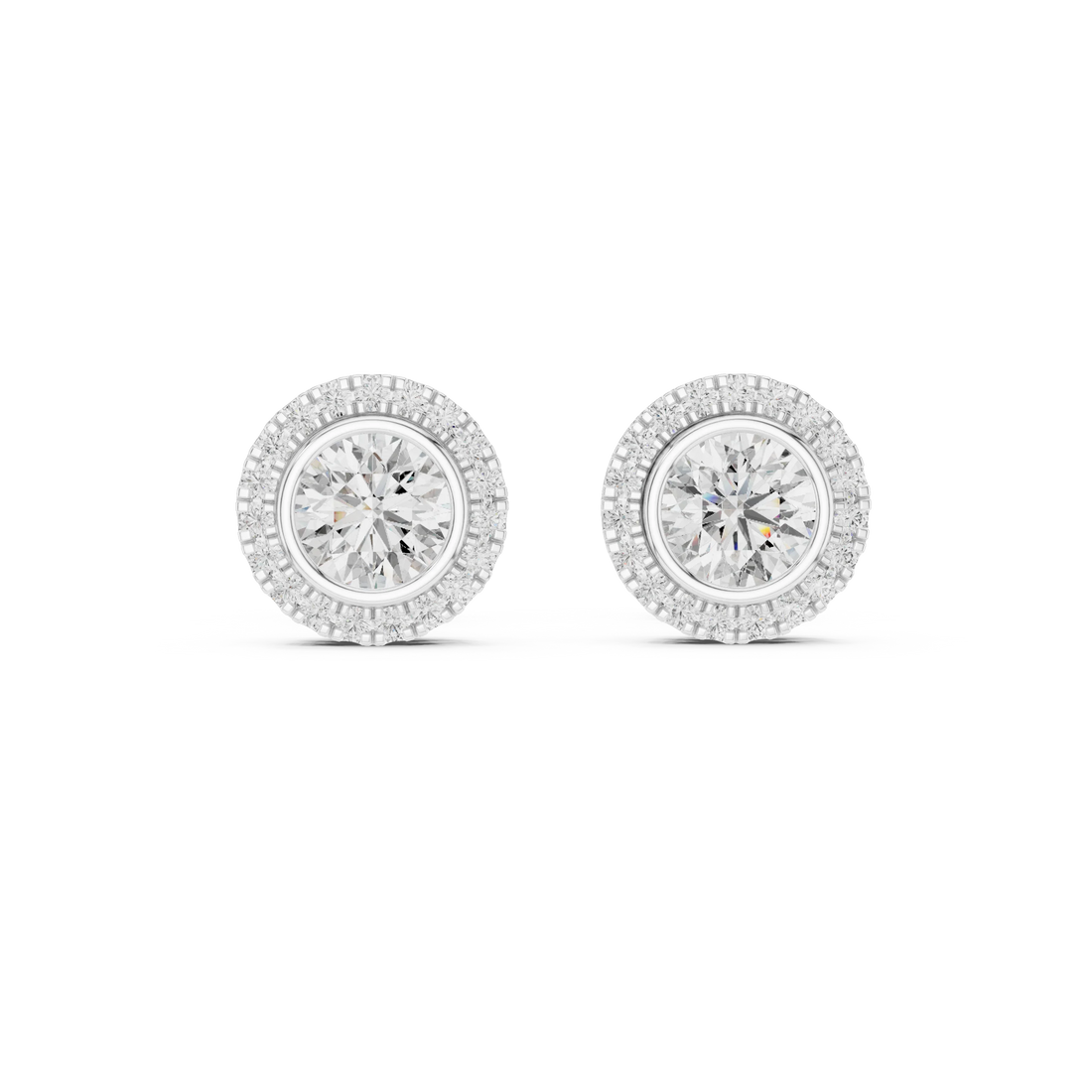 Brilliant Round Halo Diamond Stud Earrings