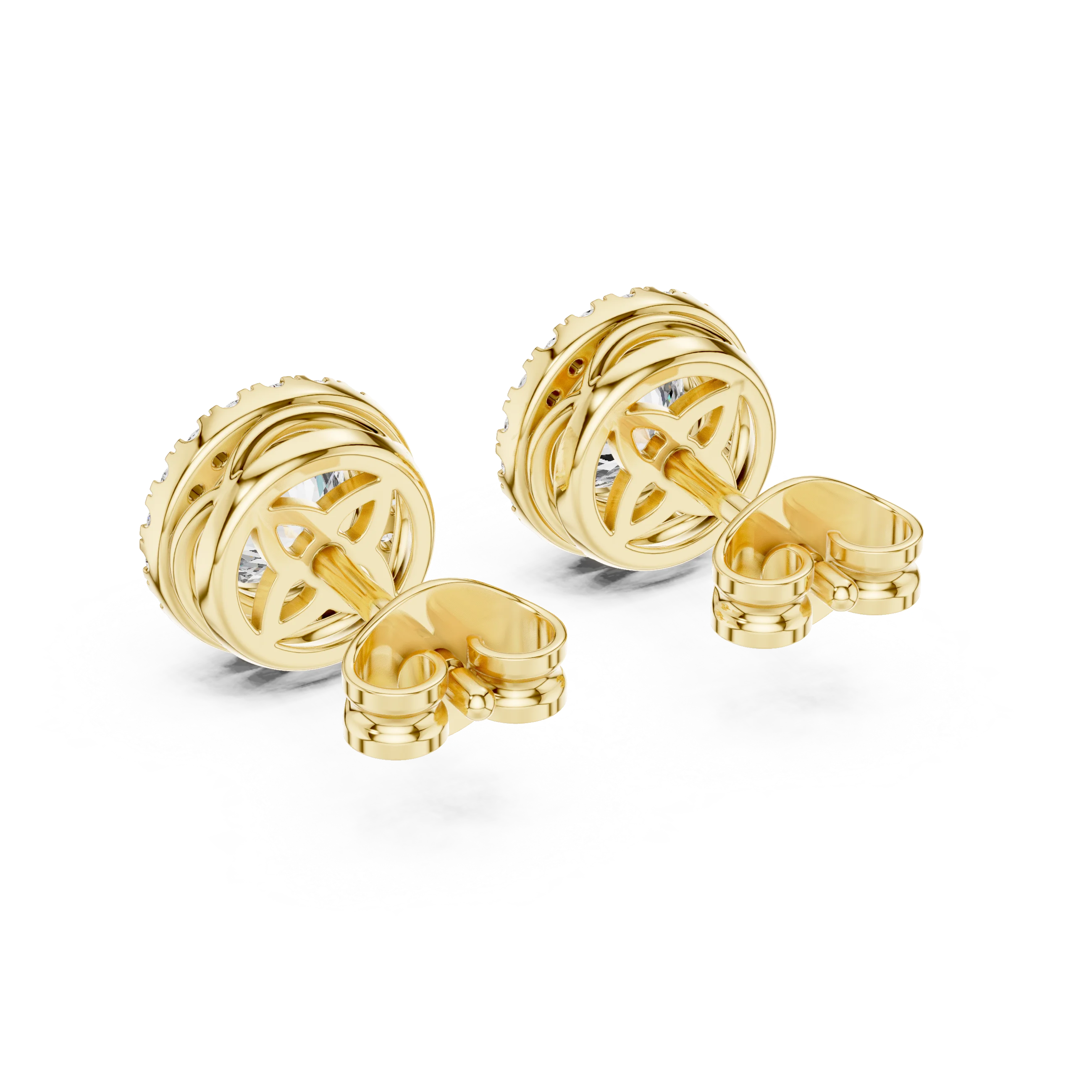 Brilliant Round Halo Diamond Stud Earrings