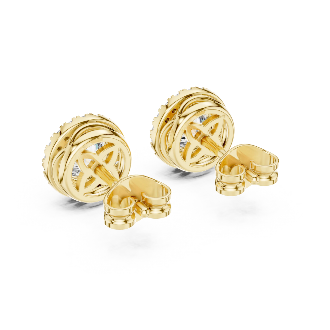 Brilliant Round Halo Diamond Stud Earrings