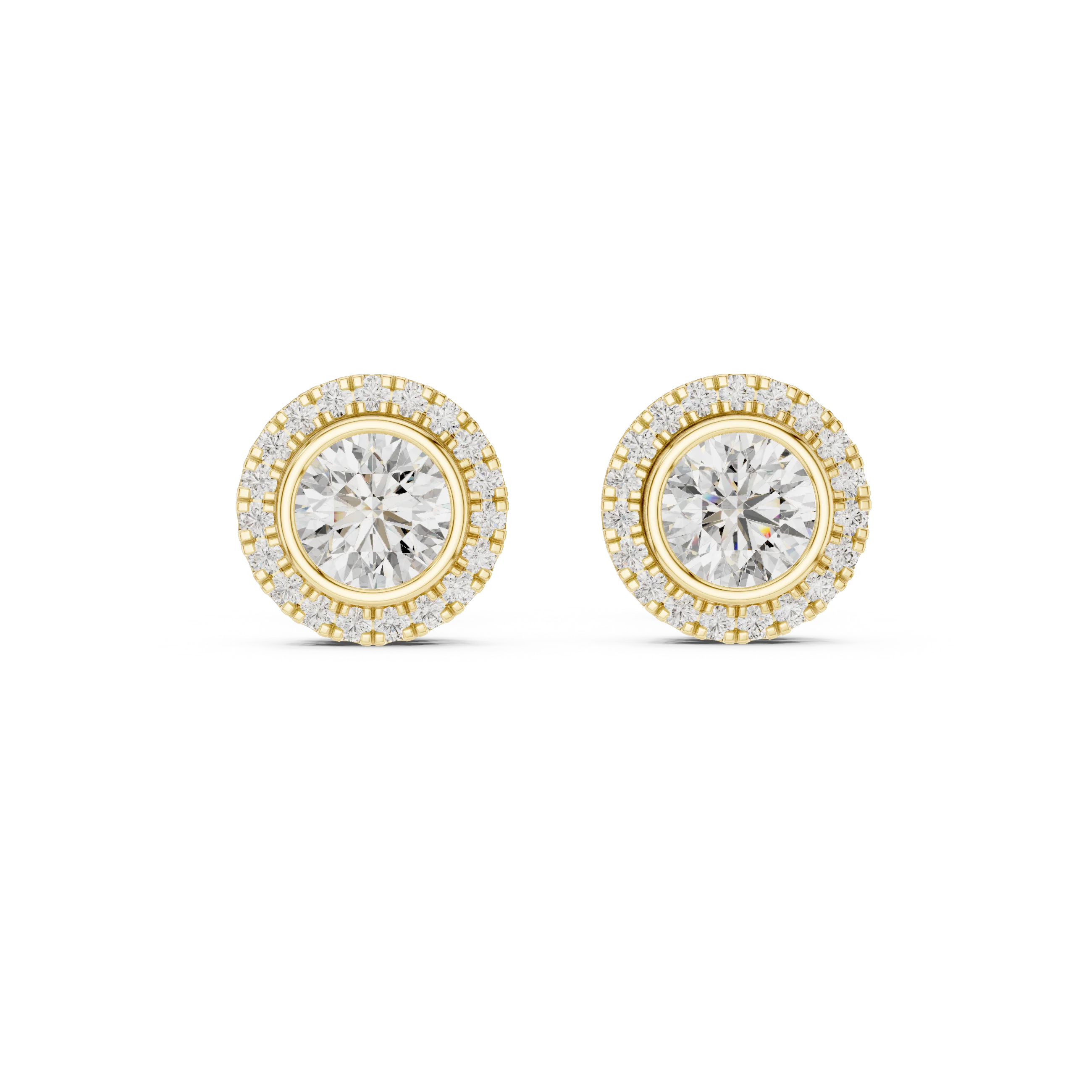 Brilliant Round Halo Diamond Stud Earrings