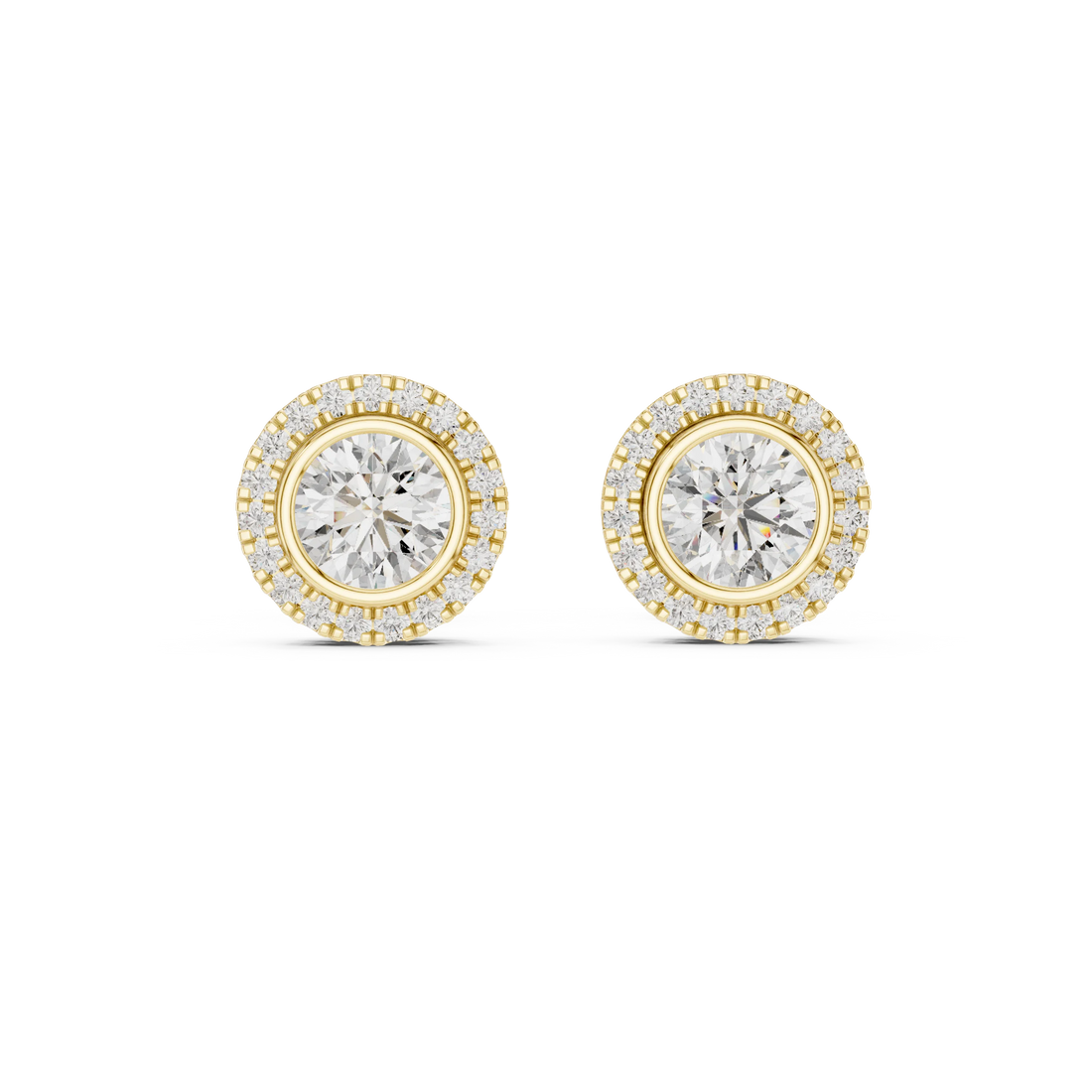 Brilliant Round Halo Diamond Stud Earrings