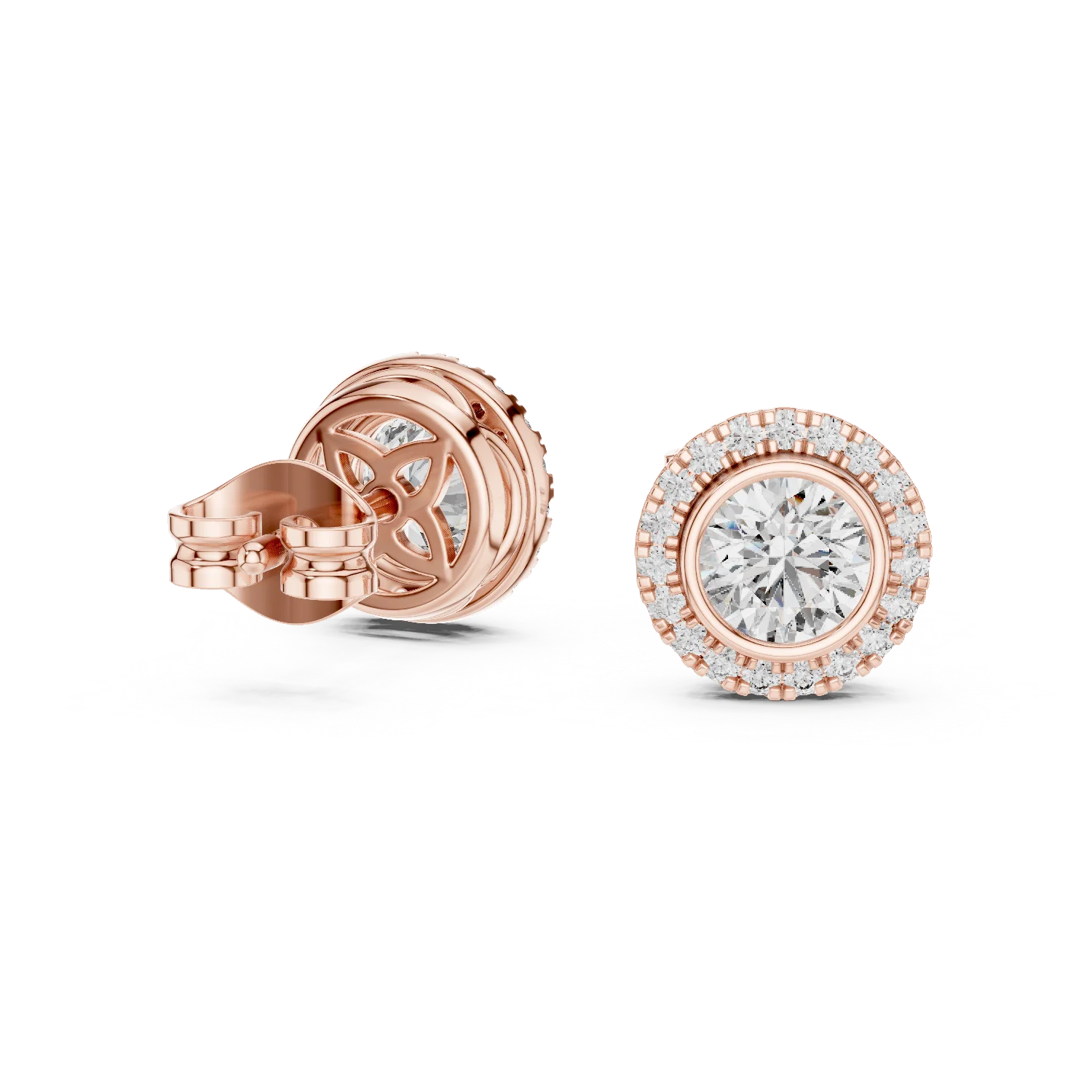 Brilliant Round Halo Diamond Stud Earrings