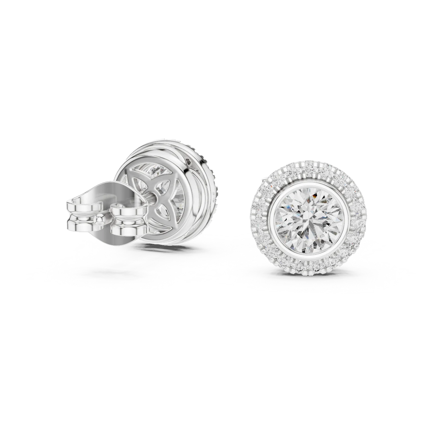 Brilliant Round Halo Diamond Stud Earrings