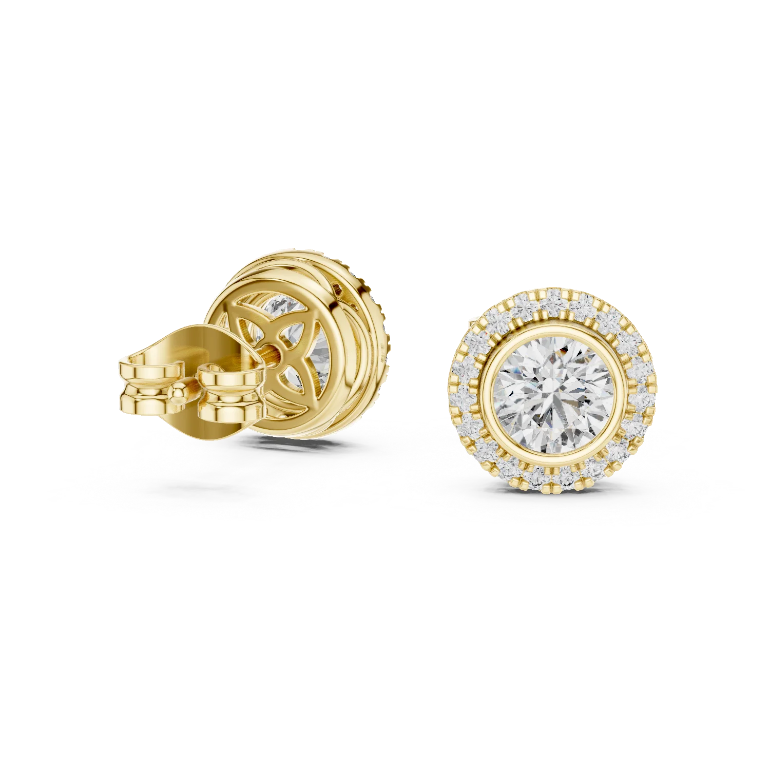 Brilliant Round Halo Diamond Stud Earrings