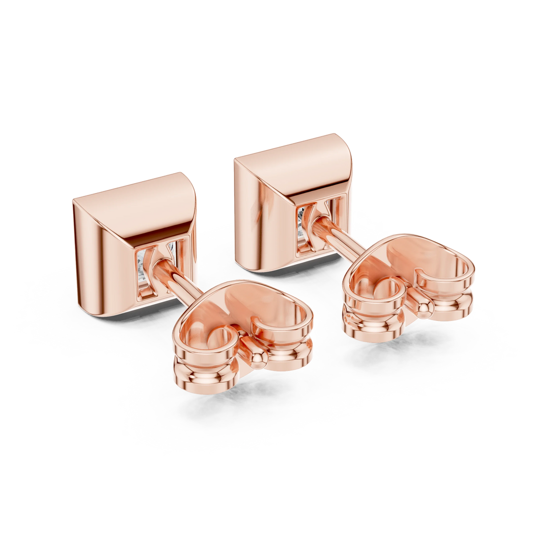 Modern Princess Bezel Diamond Stud Earrings