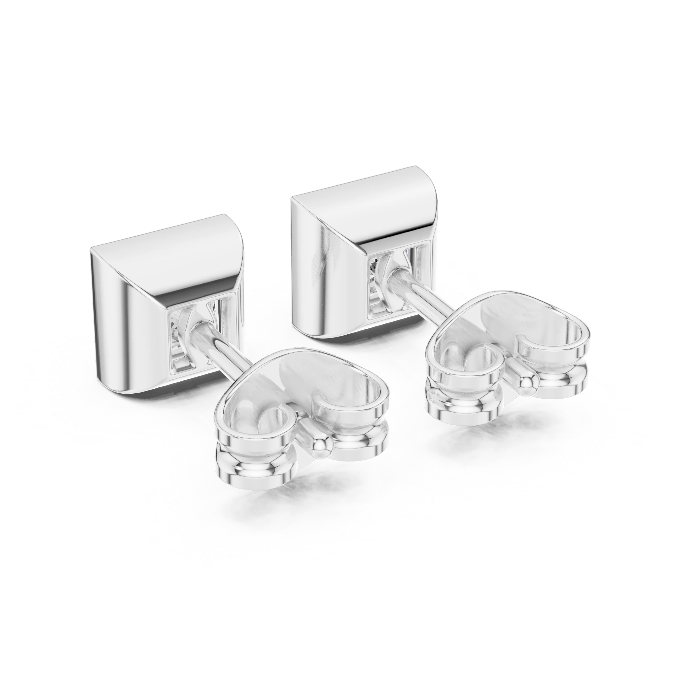 Modern Princess Bezel Diamond Stud Earrings
