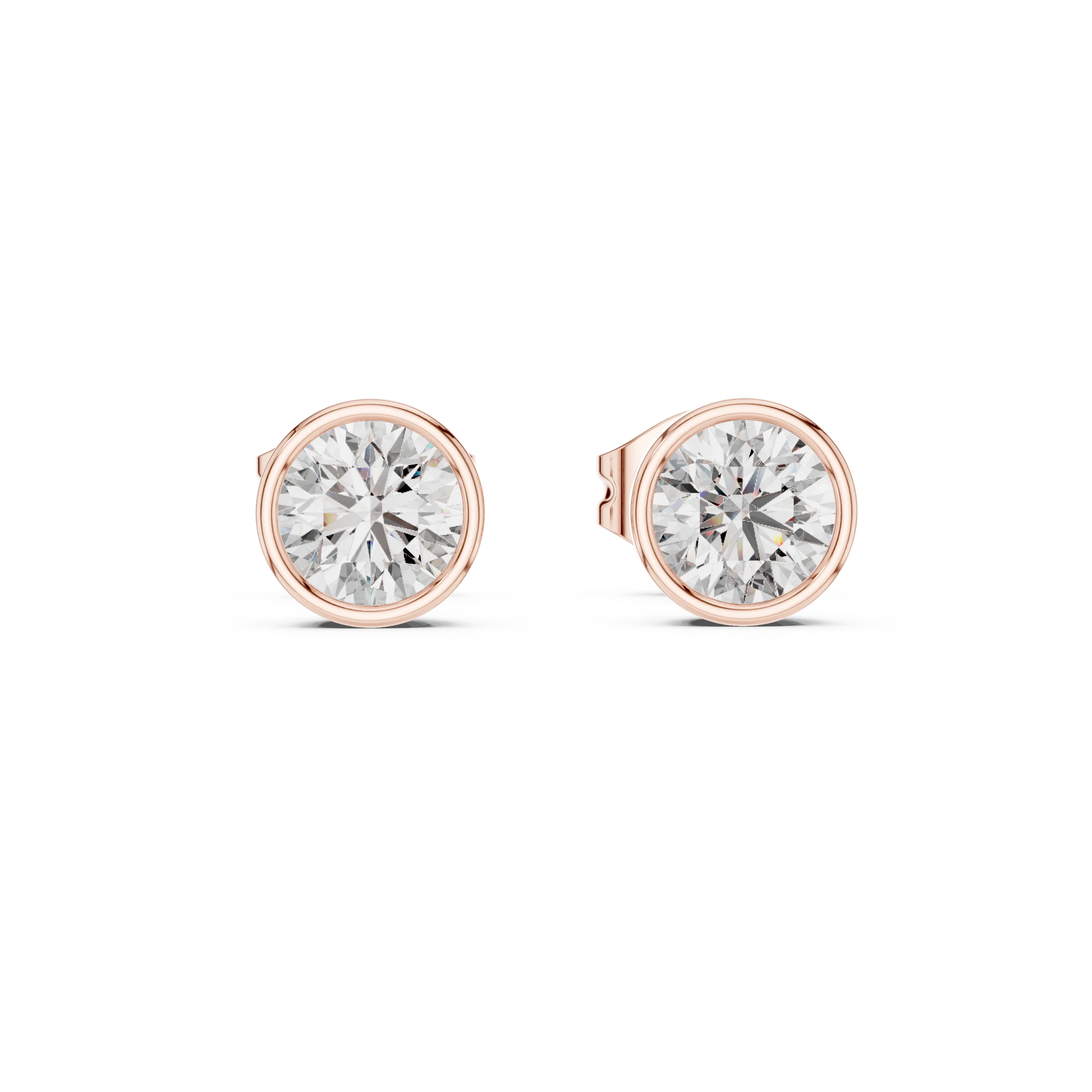 Classic Round Bezel Diamond Stud Earrings