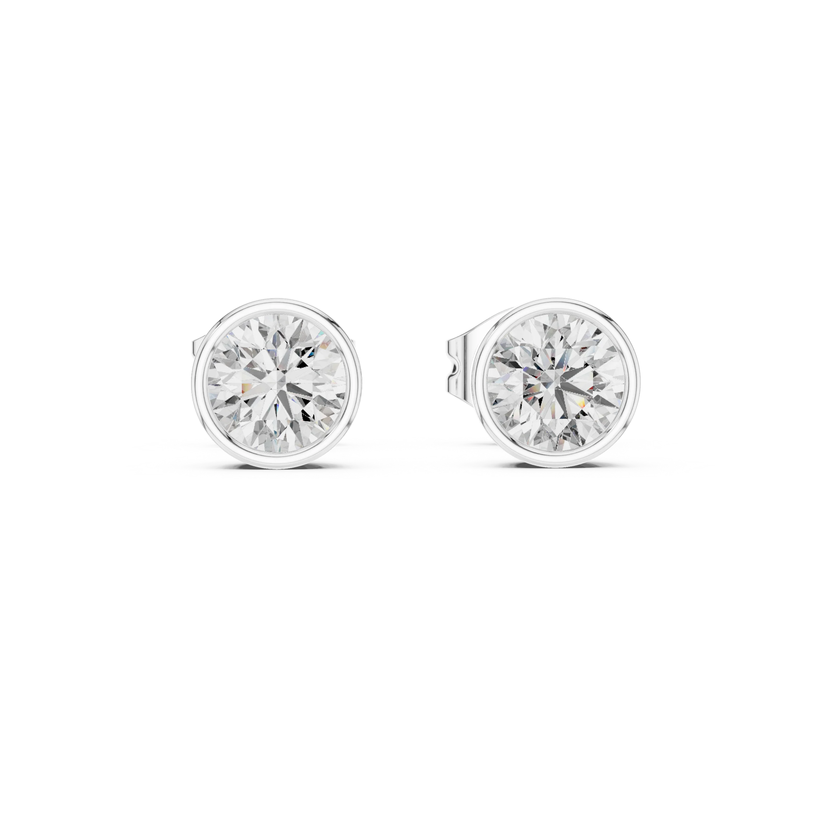 Classic Round Bezel Diamond Stud Earrings