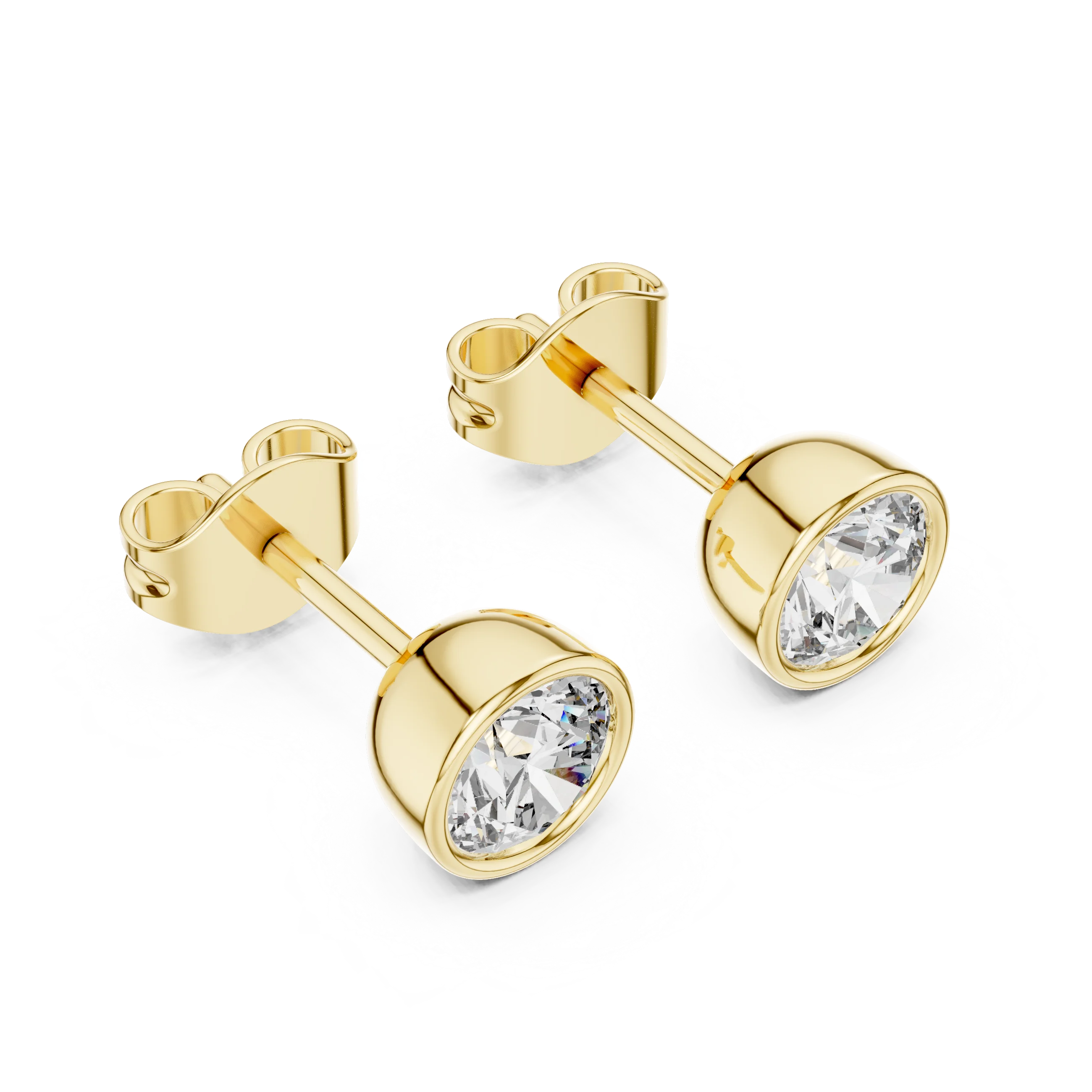 Classic Round Bezel Diamond Stud Earrings