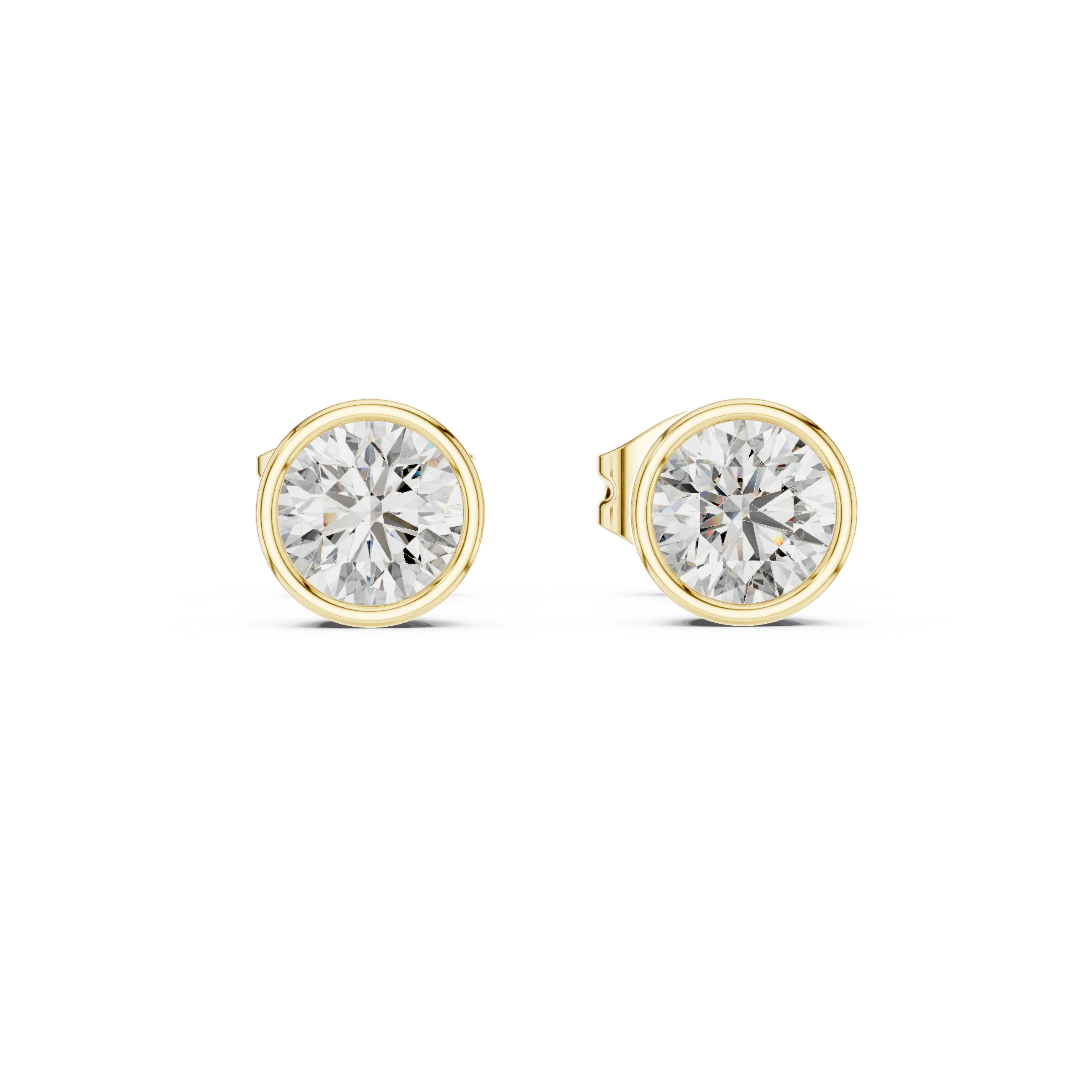 Classic Round Bezel Diamond Stud Earrings