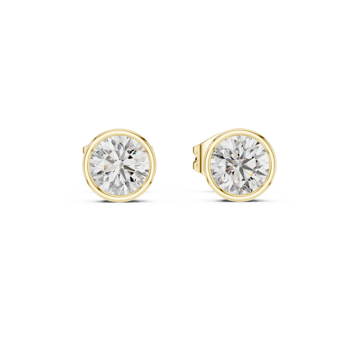 Classic Round Bezel Diamond Stud Earrings