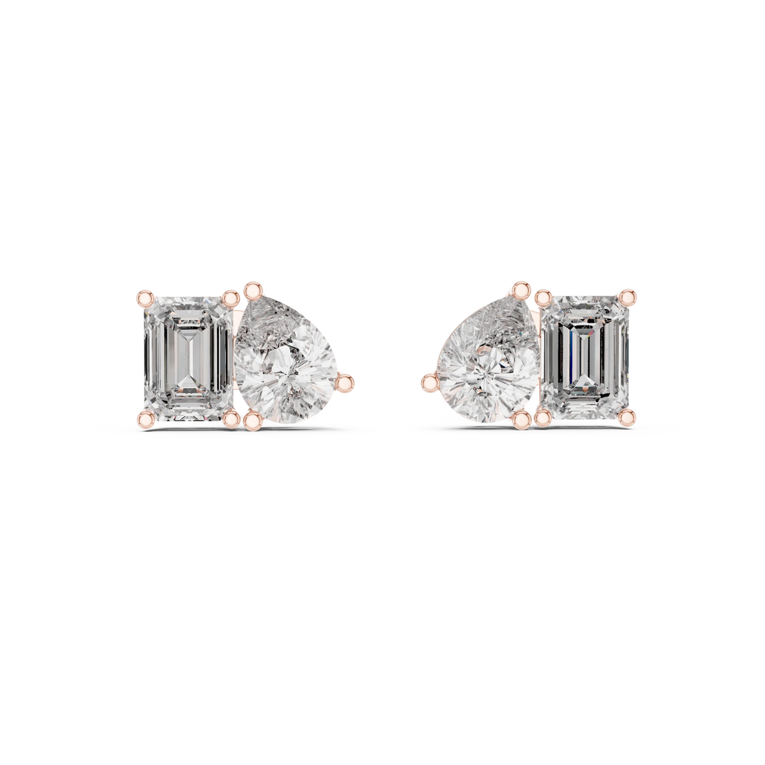 Dual Elegance Diamond Stud Earrings
