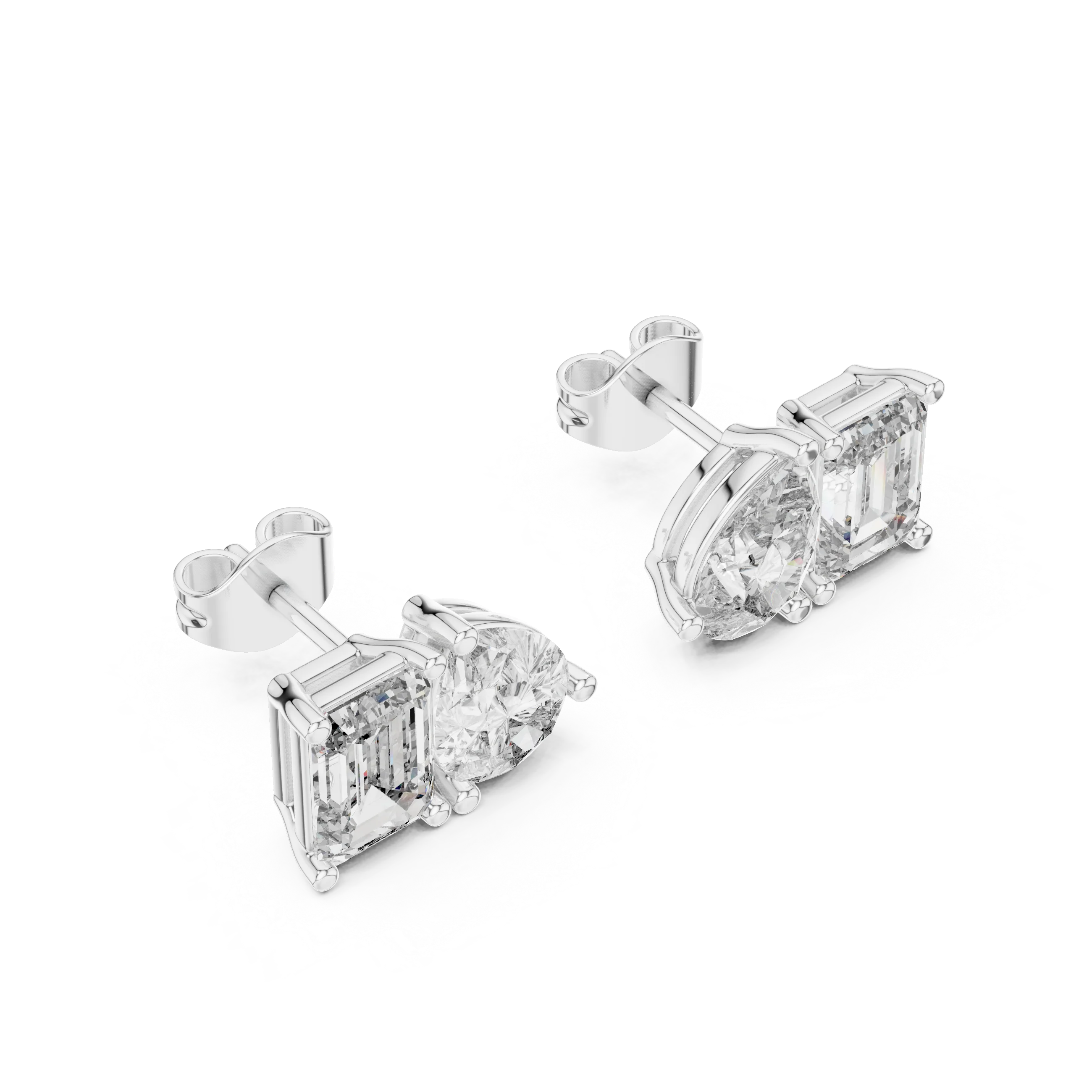 Dual Elegance Diamond Stud Earrings