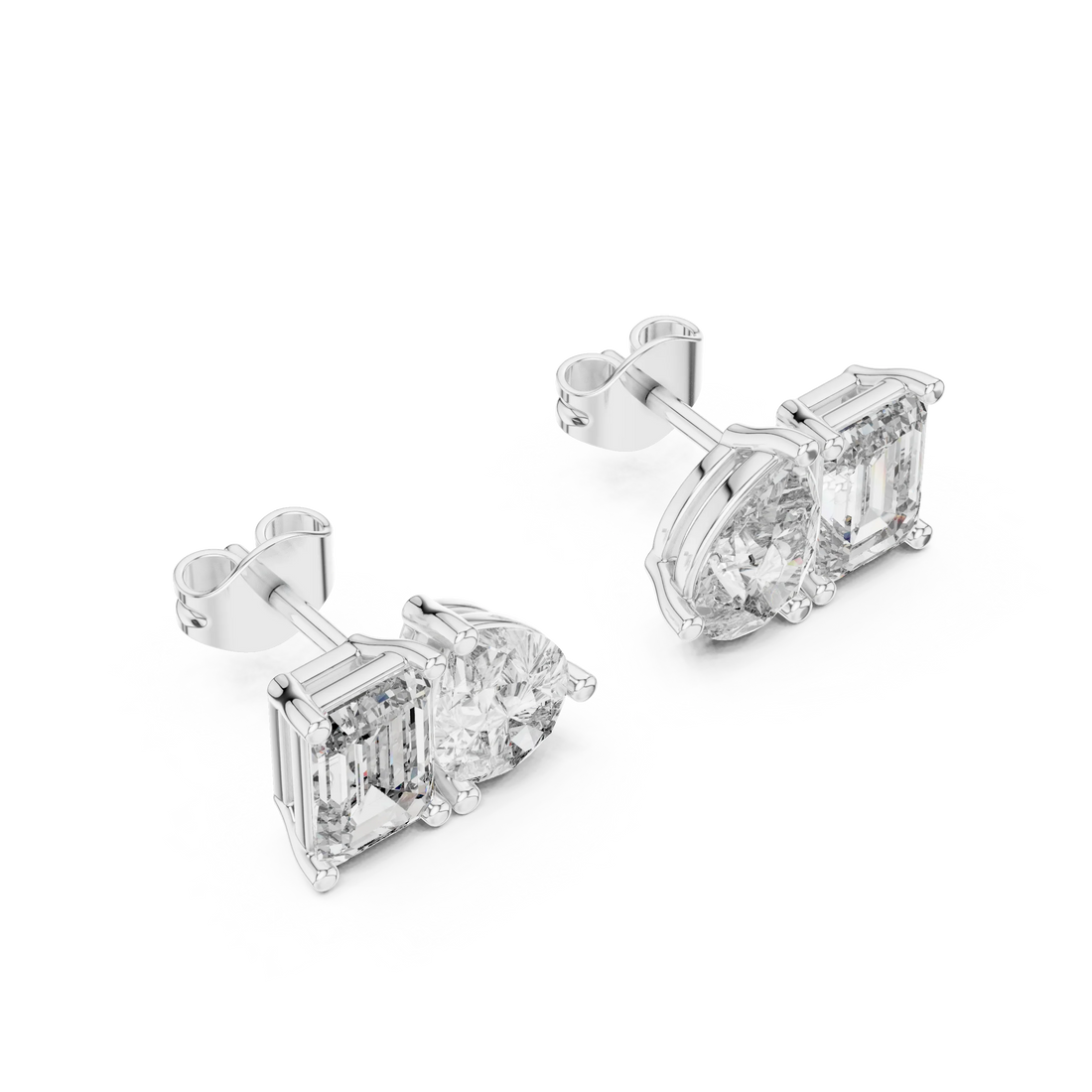 Dual Elegance Diamond Stud Earrings