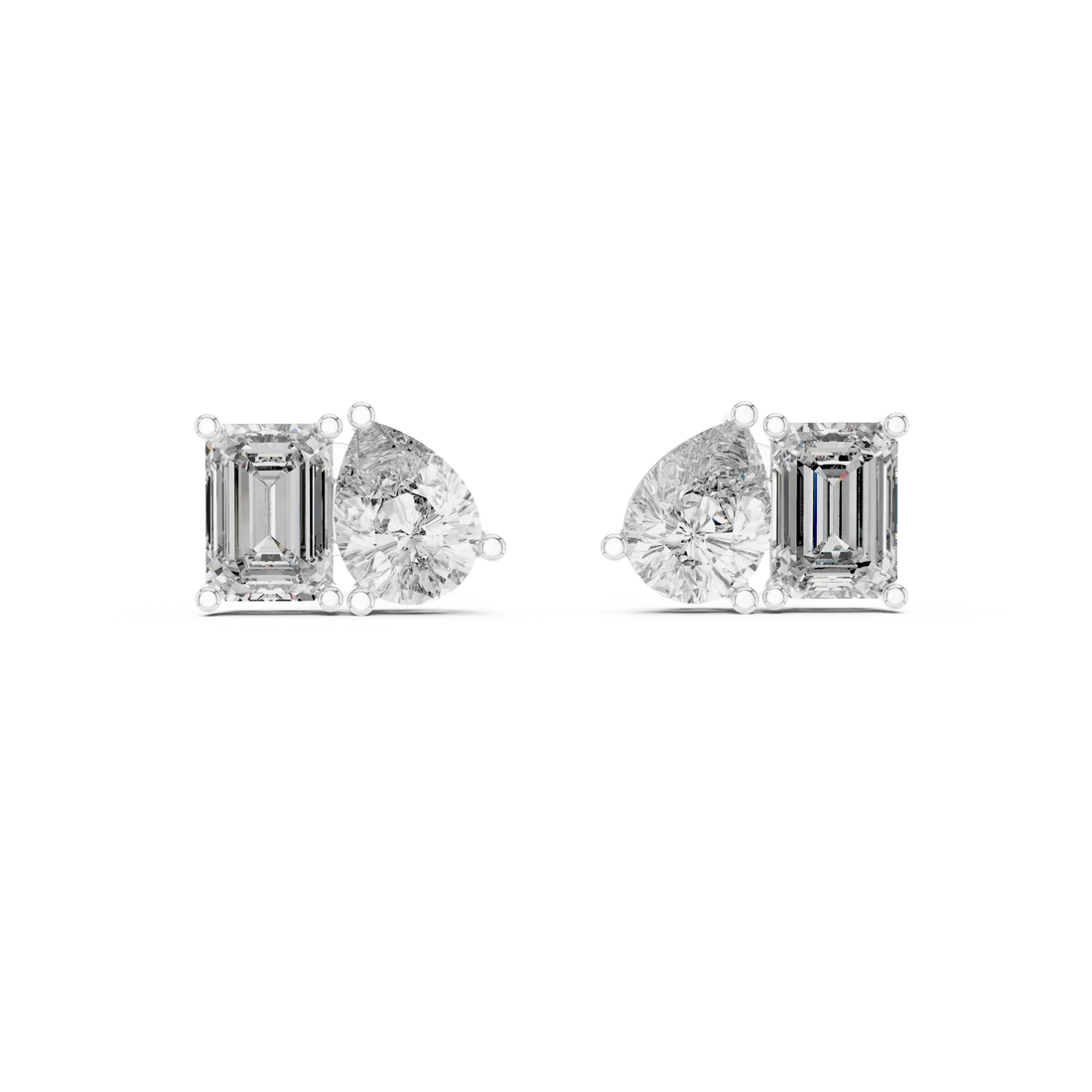 Dual Elegance Diamond Stud Earrings