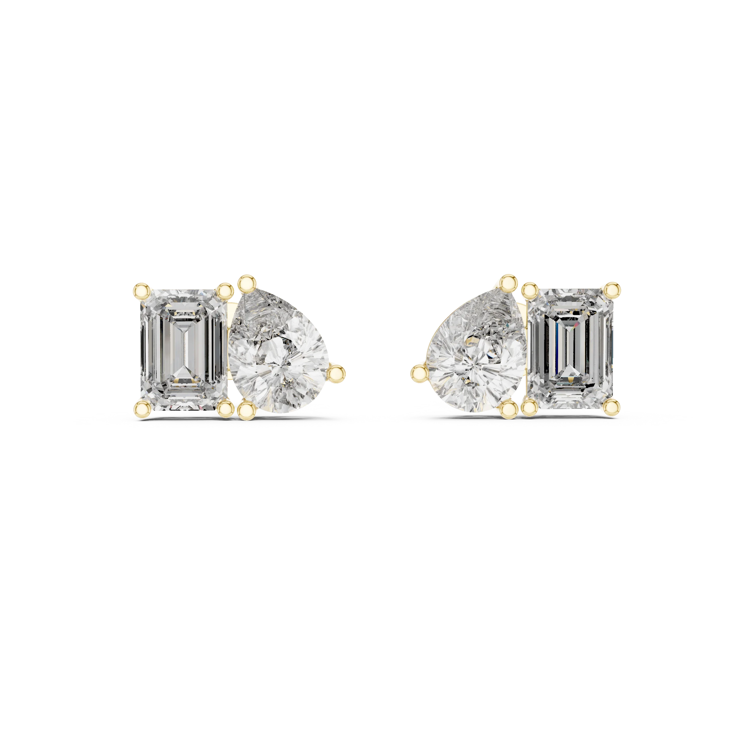 Dual Elegance Diamond Stud Earrings