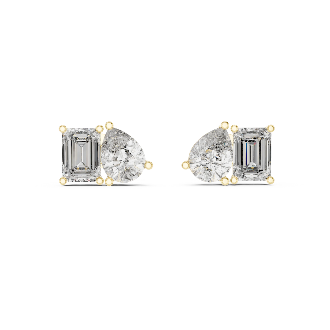 Dual Elegance Diamond Stud Earrings