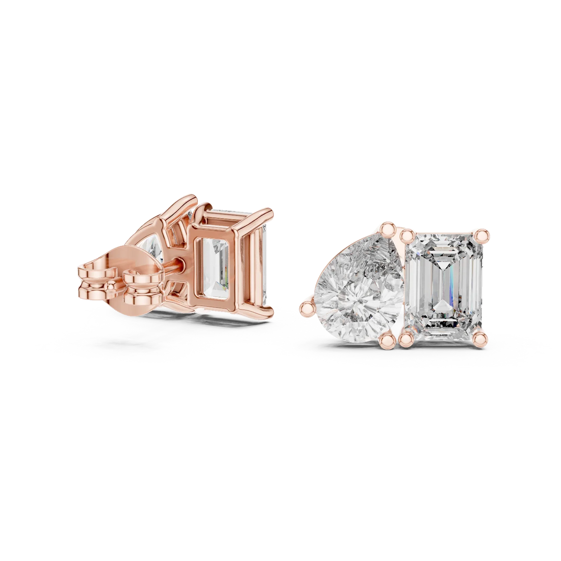 Dual Elegance Diamond Stud Earrings
