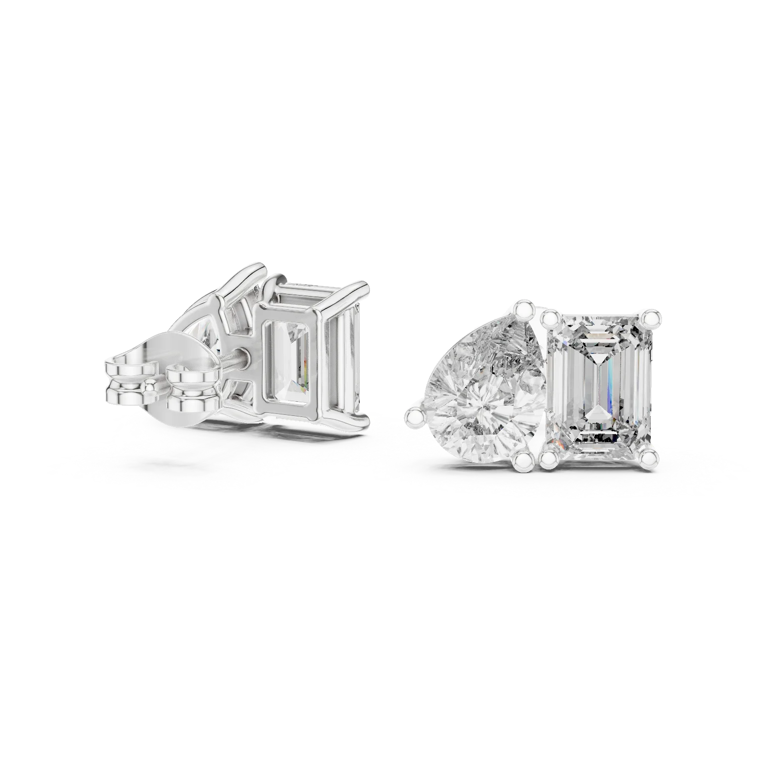 Dual Elegance Diamond Stud Earrings