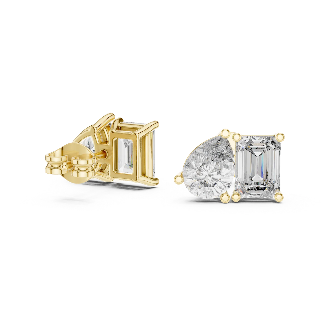 Dual Elegance Diamond Stud Earrings