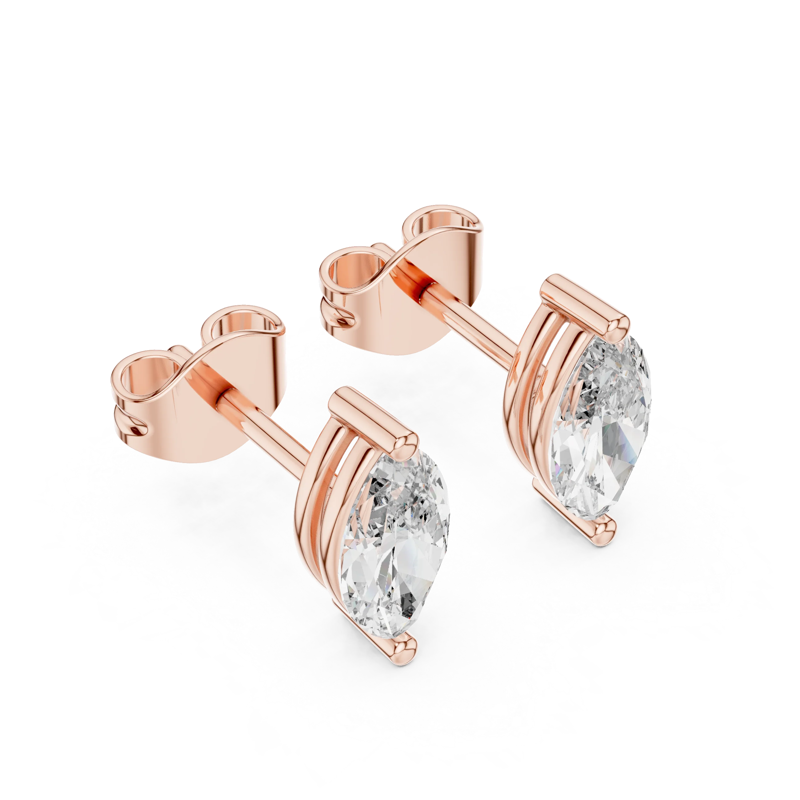 Marquise Solitaire Diamond Stud Earrings
