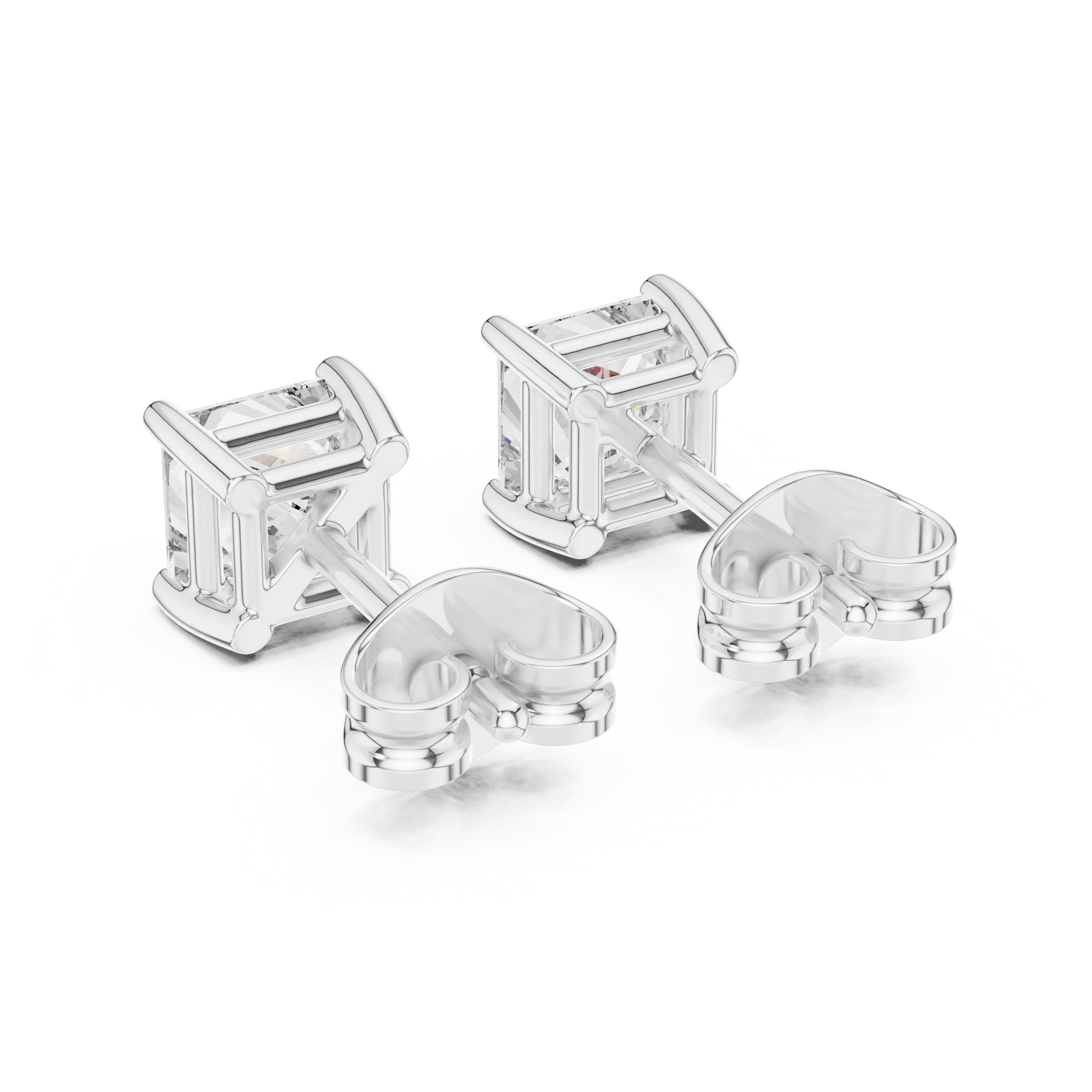 Classic Princess Solitaire Diamond Stud Earrings