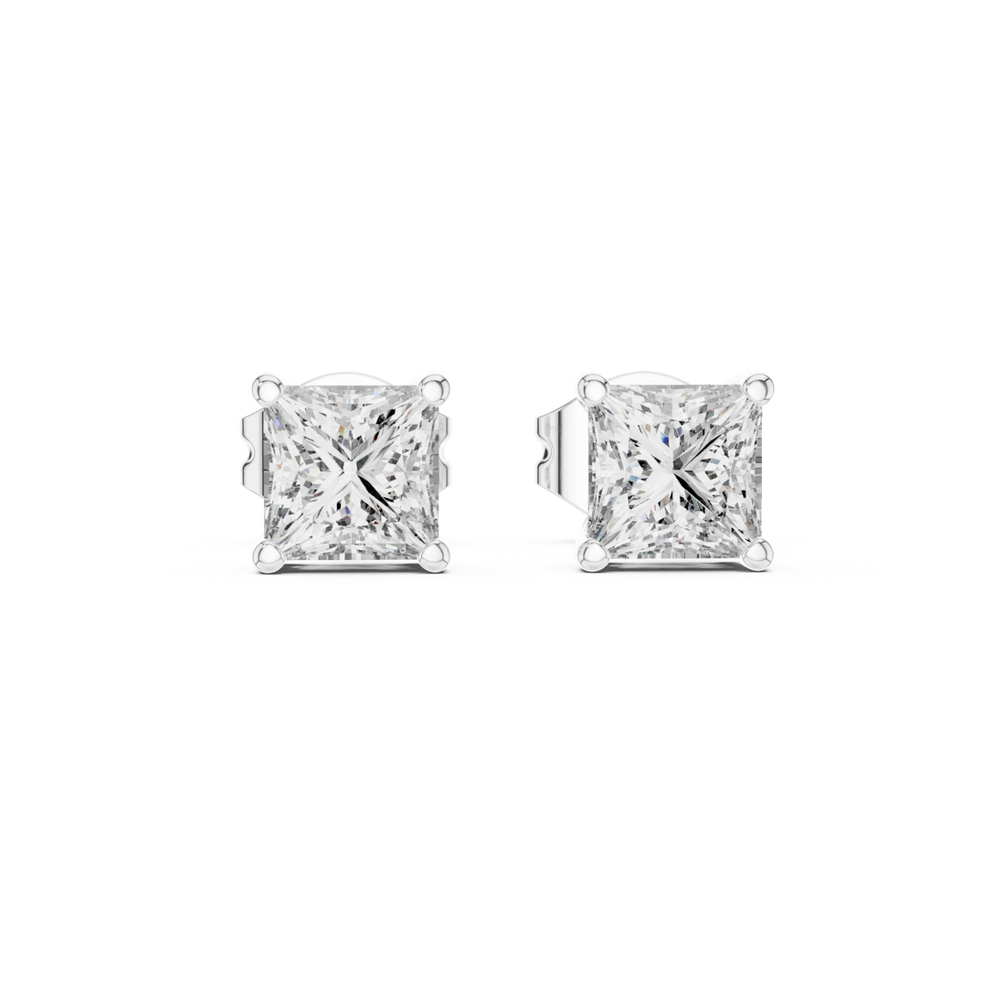 Classic Princess Solitaire Diamond Stud Earrings
