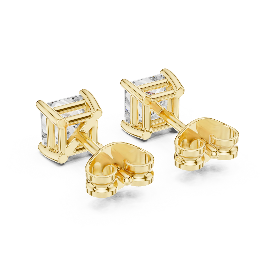 Classic Princess Solitaire Diamond Stud Earrings