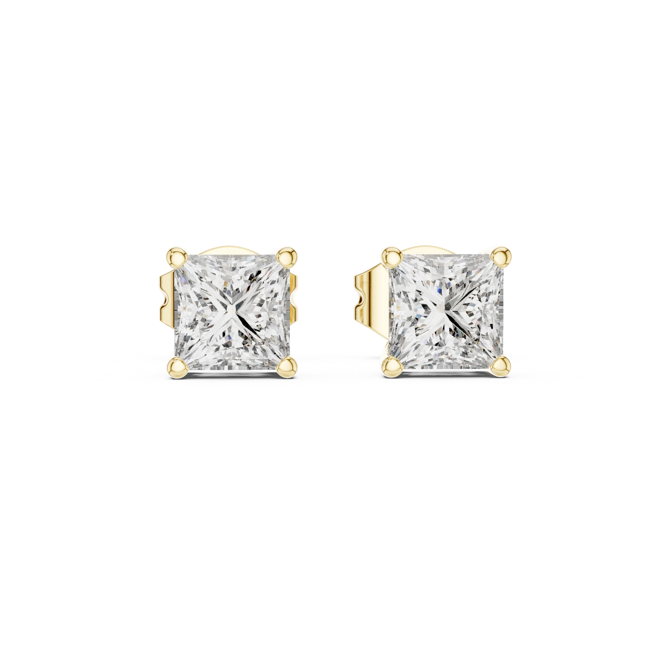 Classic Princess Solitaire Diamond Stud Earrings