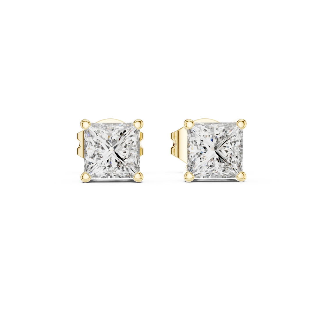 Classic Princess Solitaire Diamond Stud Earrings