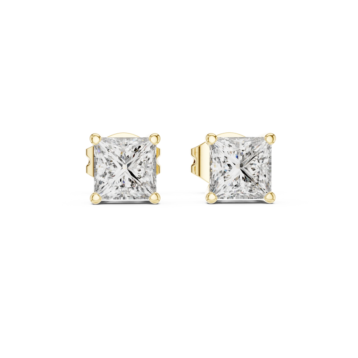 Classic Princess Solitaire Diamond Stud Earrings