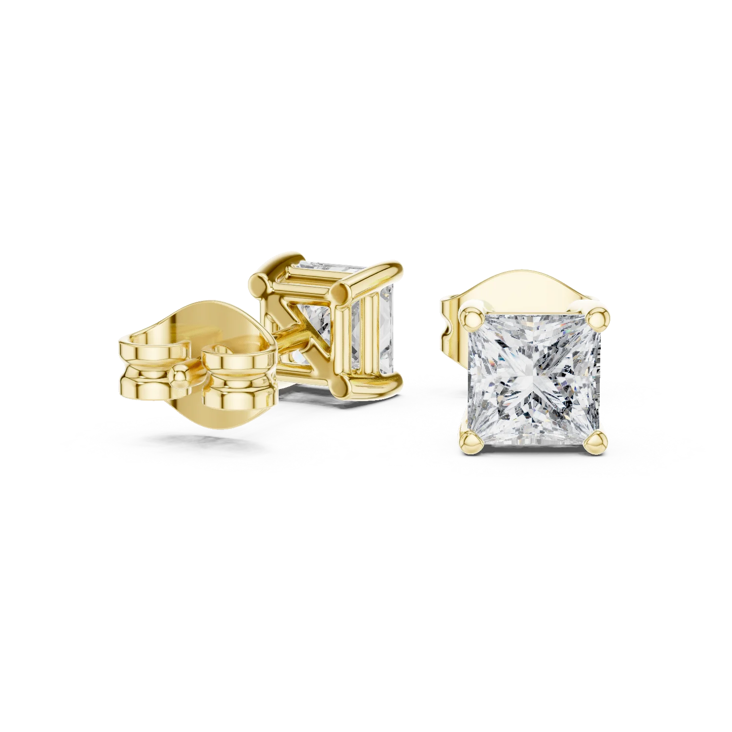 Classic Princess Solitaire Diamond Stud Earrings