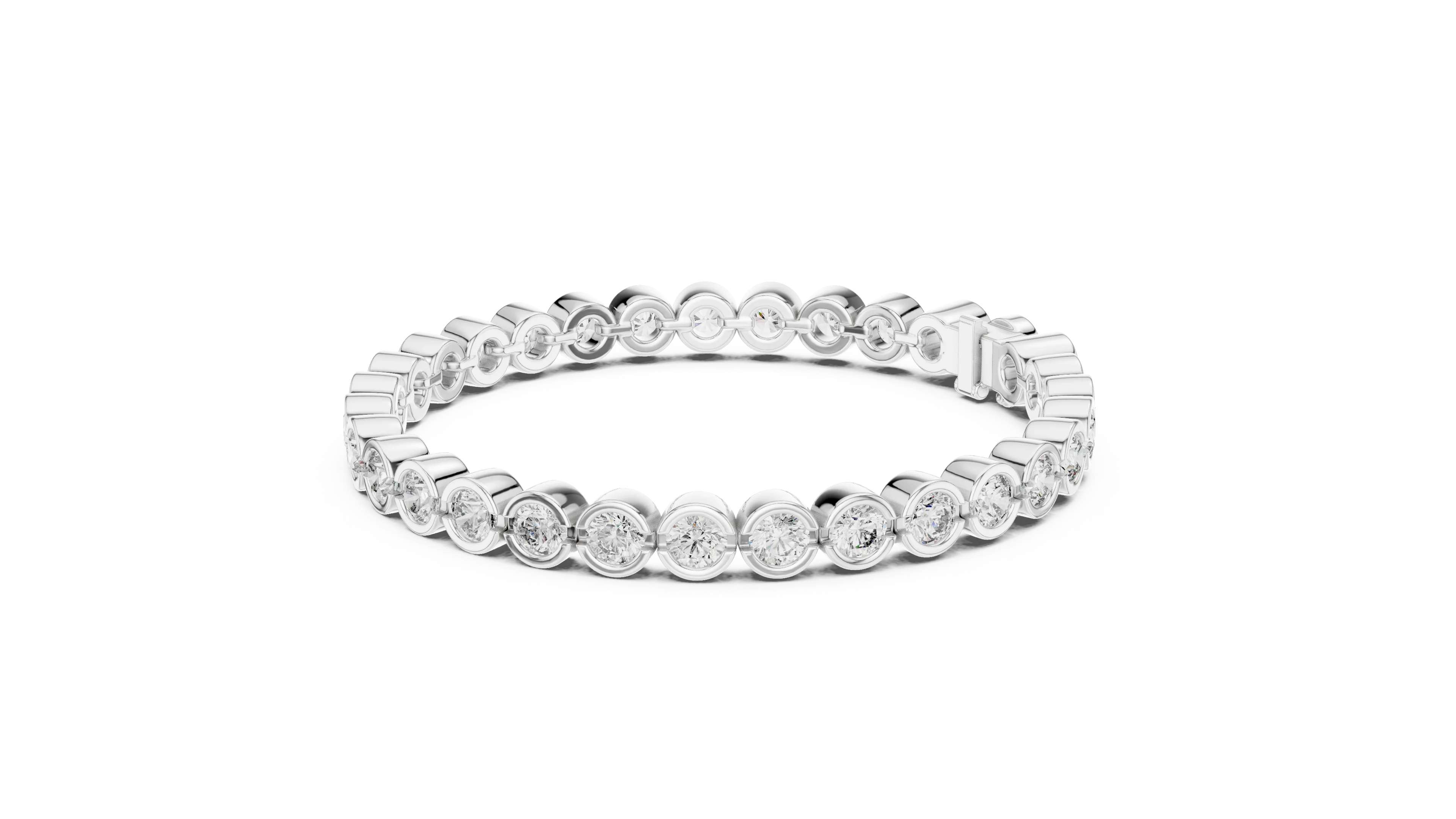 Bezel Set Round Diamond Tennis Bracelet