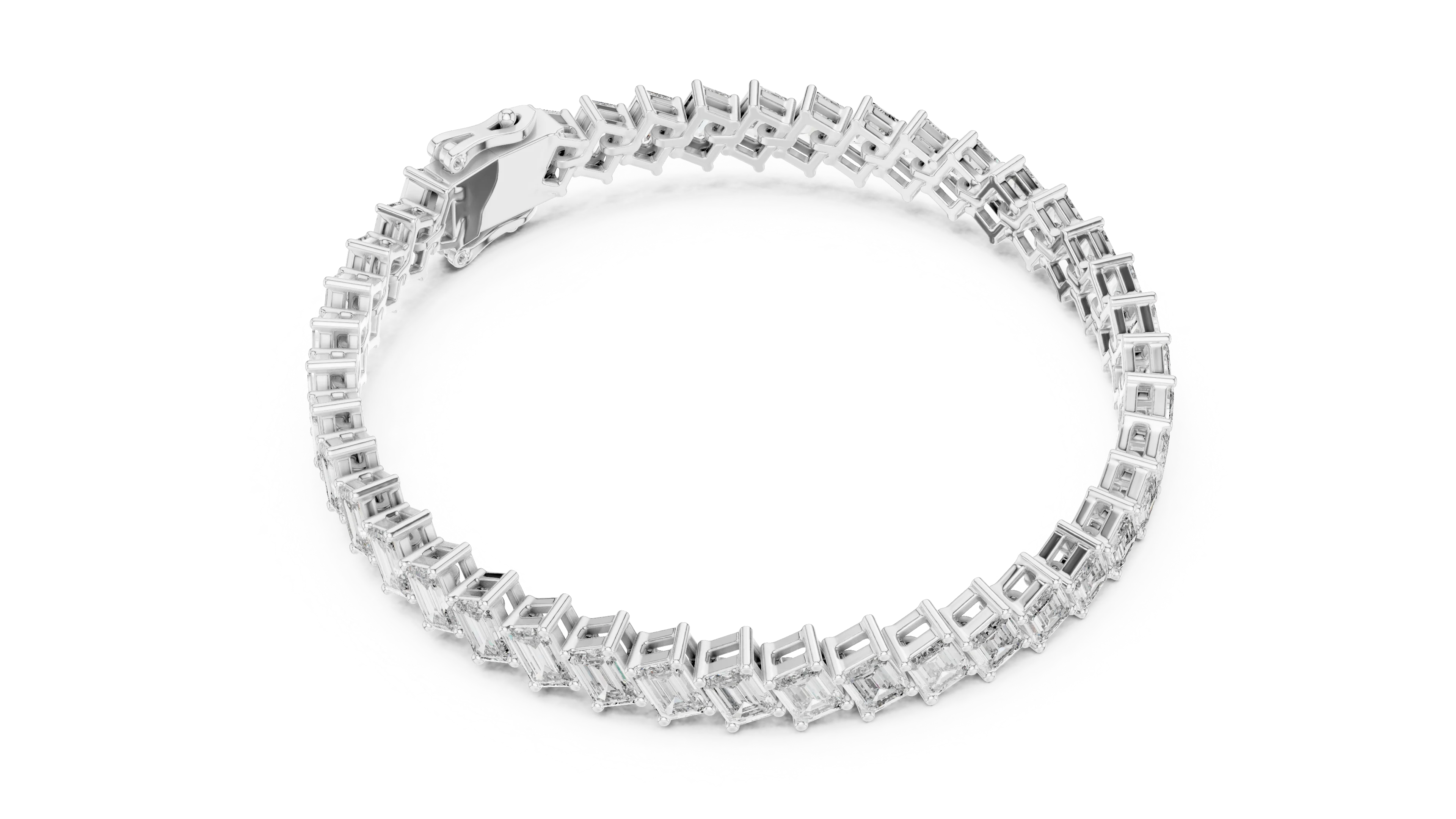 Emerald Cut Diamond Tennis Bracelet