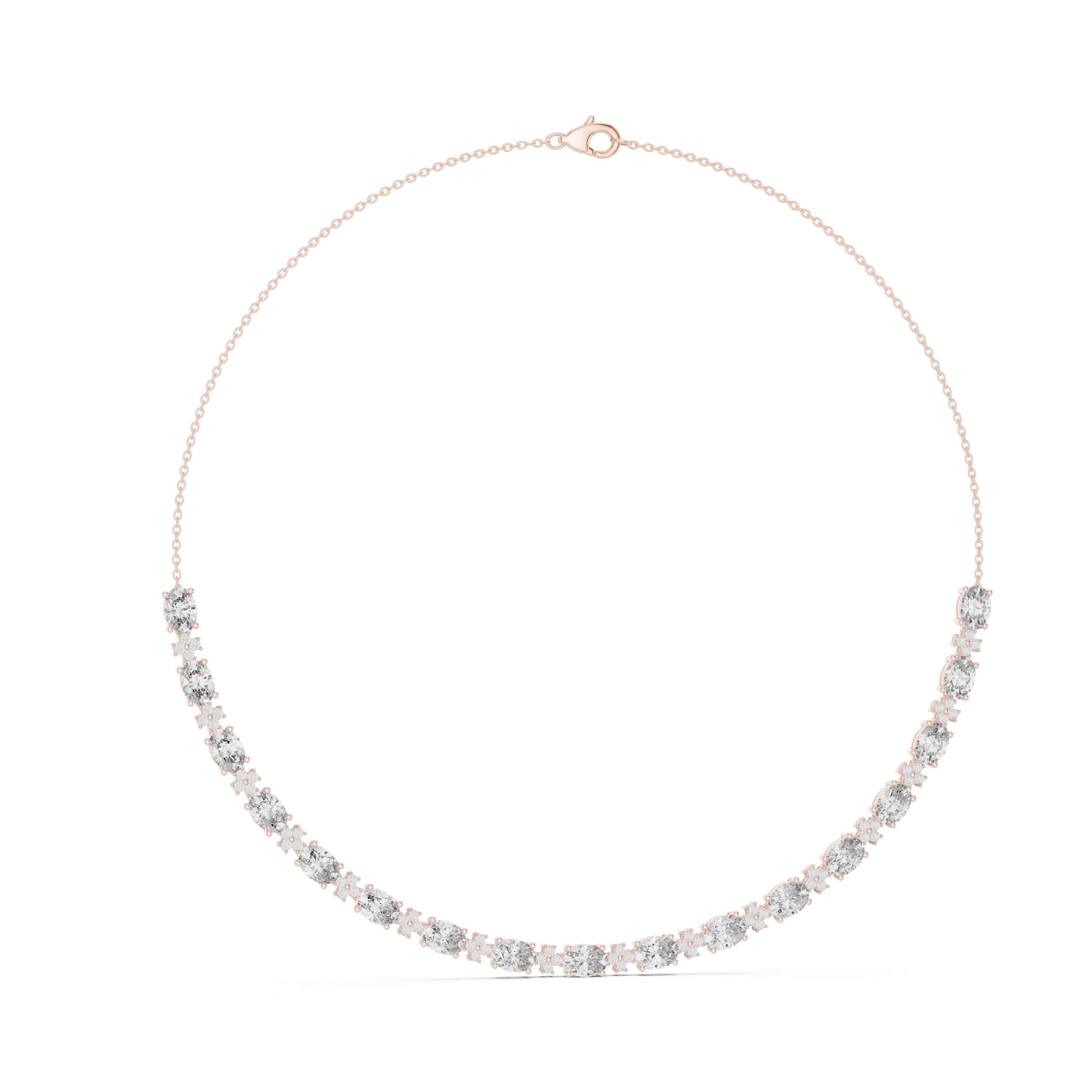 Oval Diamond Tennis Necklace